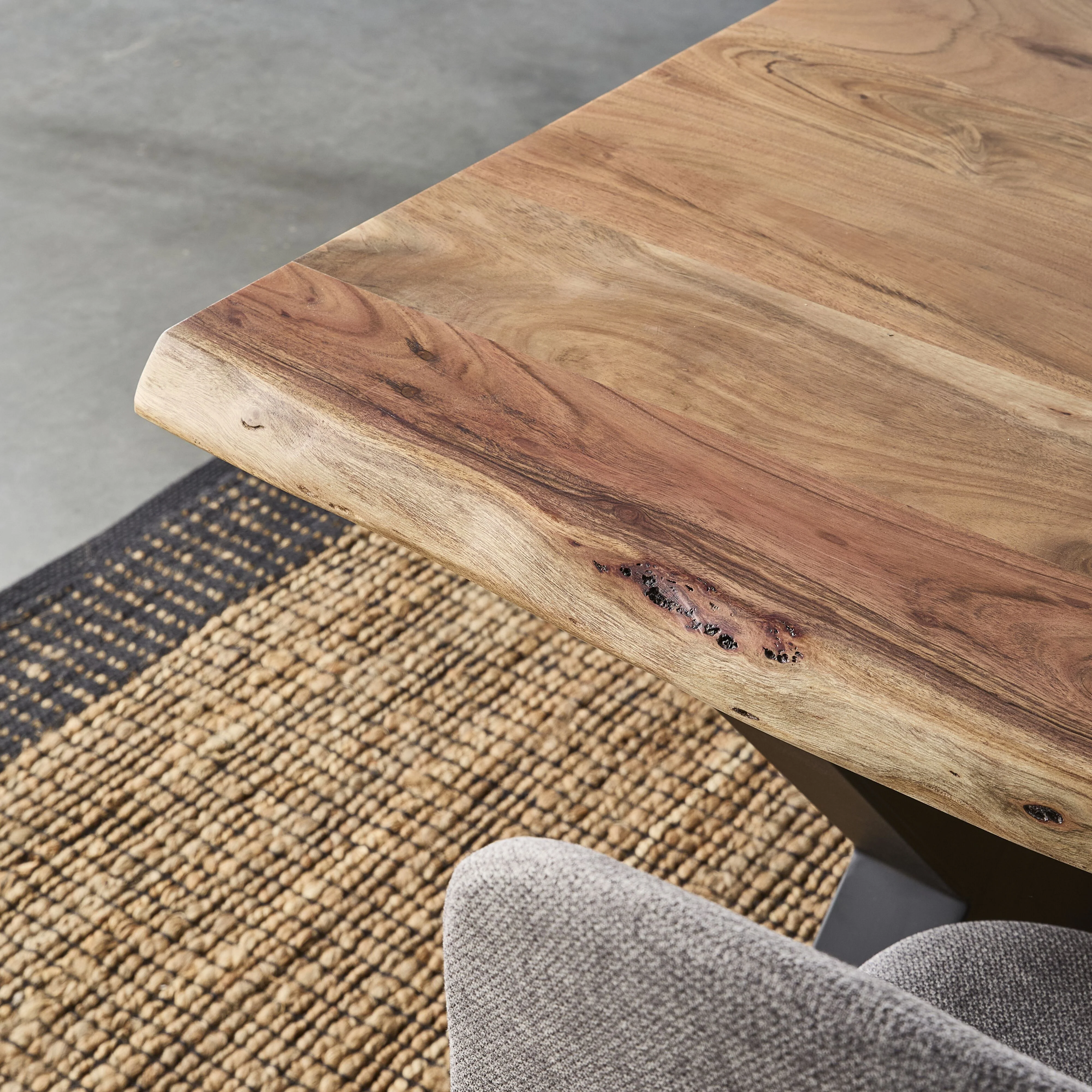 Acacia Live Edge Solid Timber Dining Table 160cm - Image 9