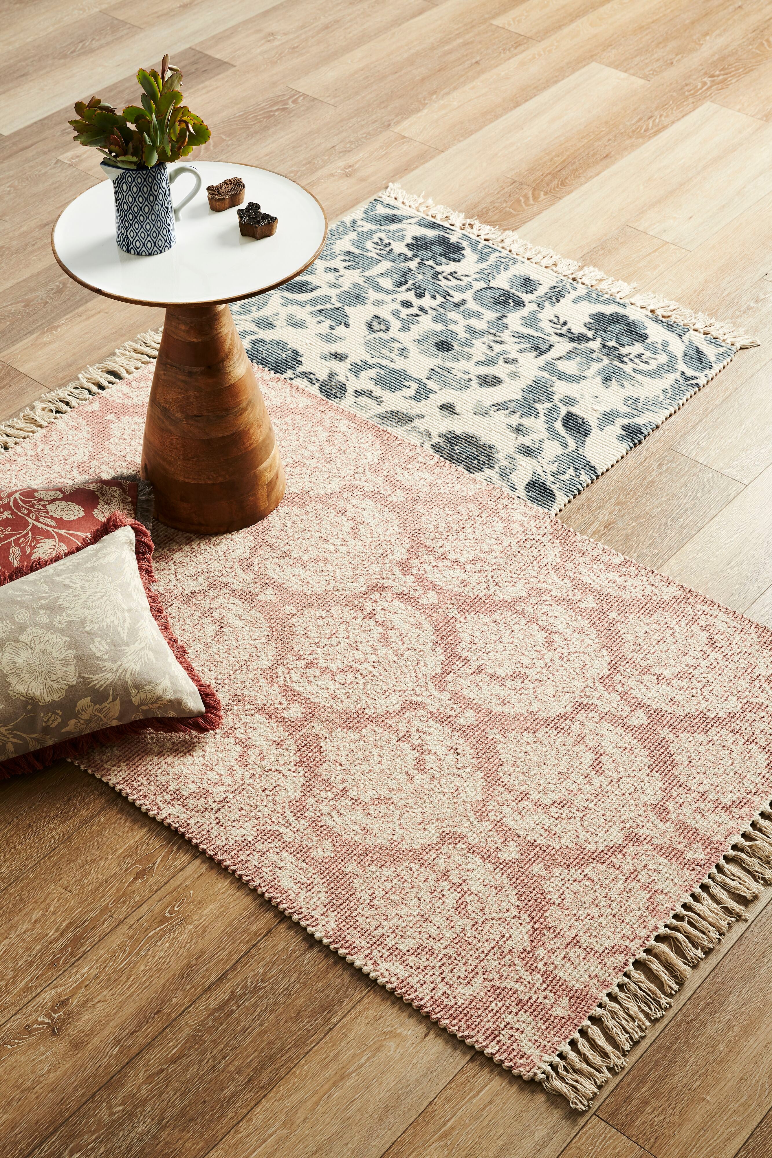 Aditya Floral Cotton Rug 150x90cm - Image 3