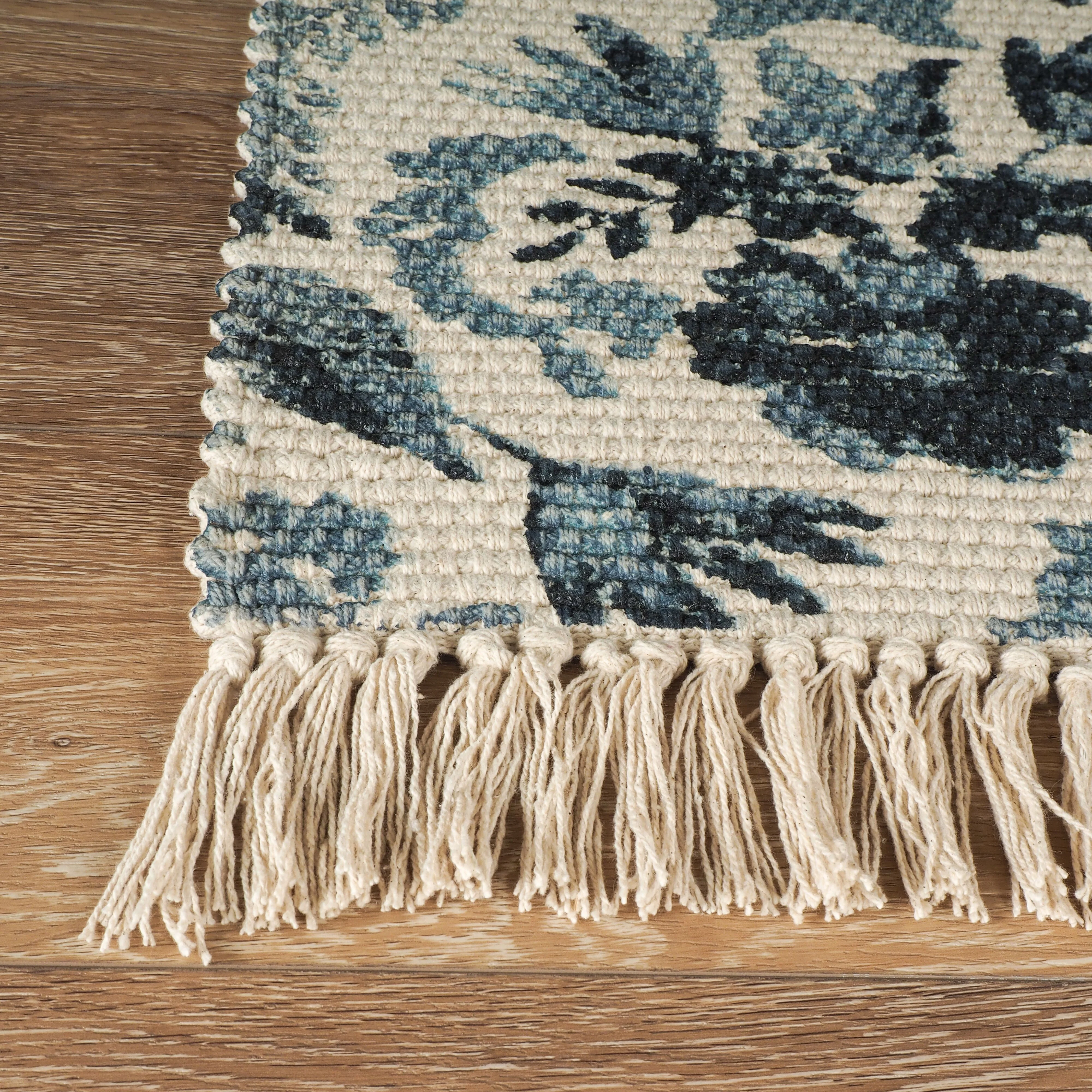 Aditya Floral Cotton Rug 150x90cm - Image 4