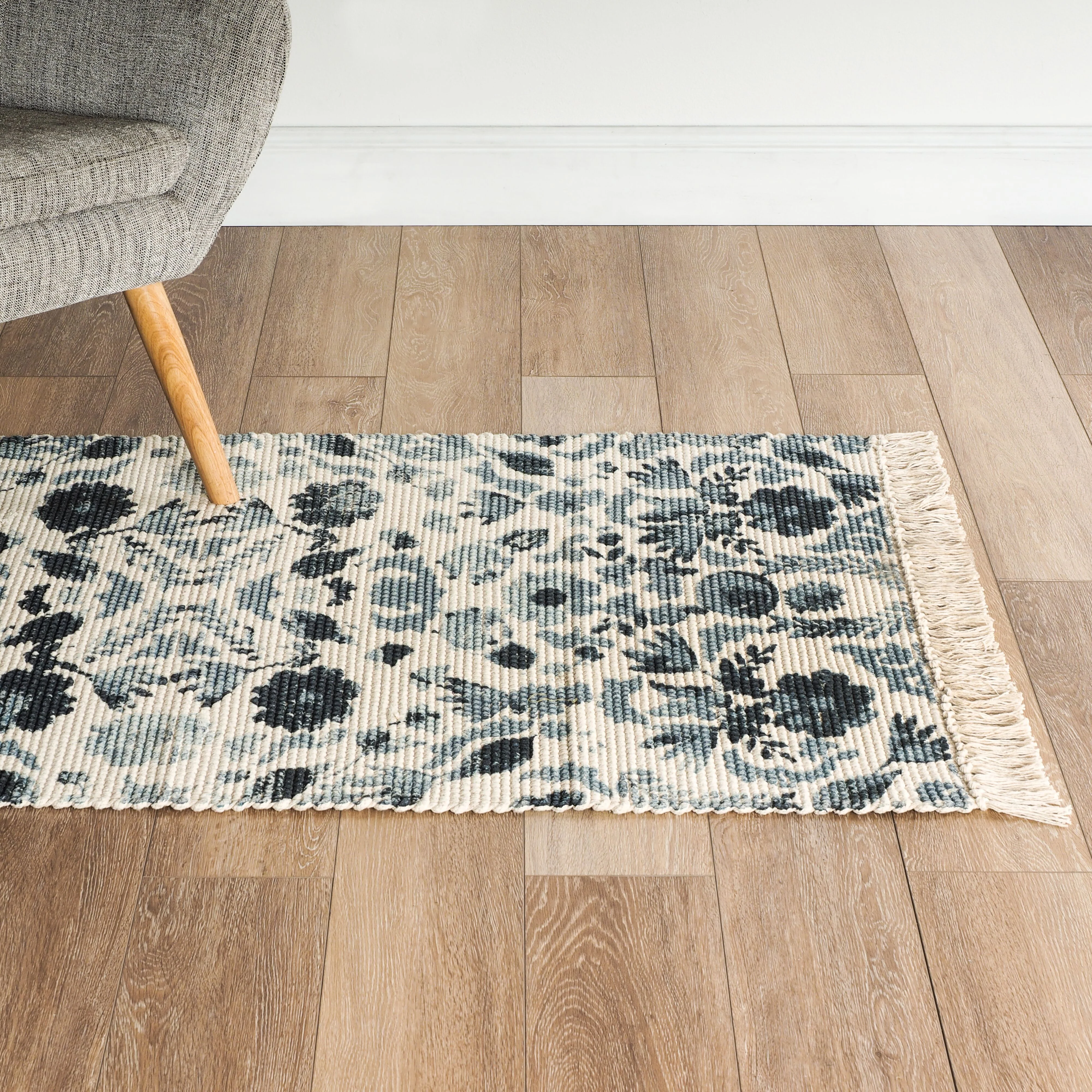Aditya Floral Cotton Rug 150x90cm - Image 6