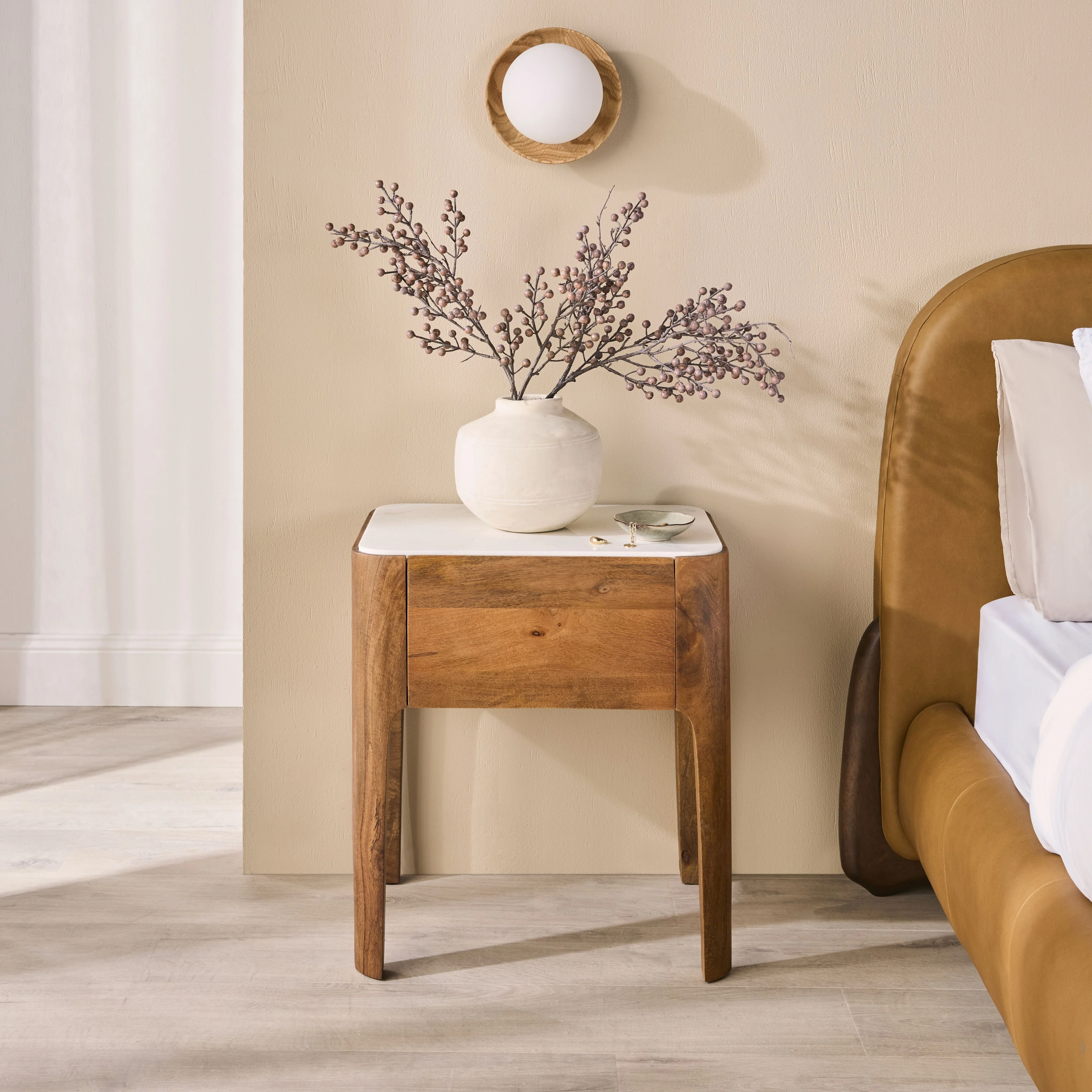 Adore Marble Top Single Drawer Bedside Table - Image 6