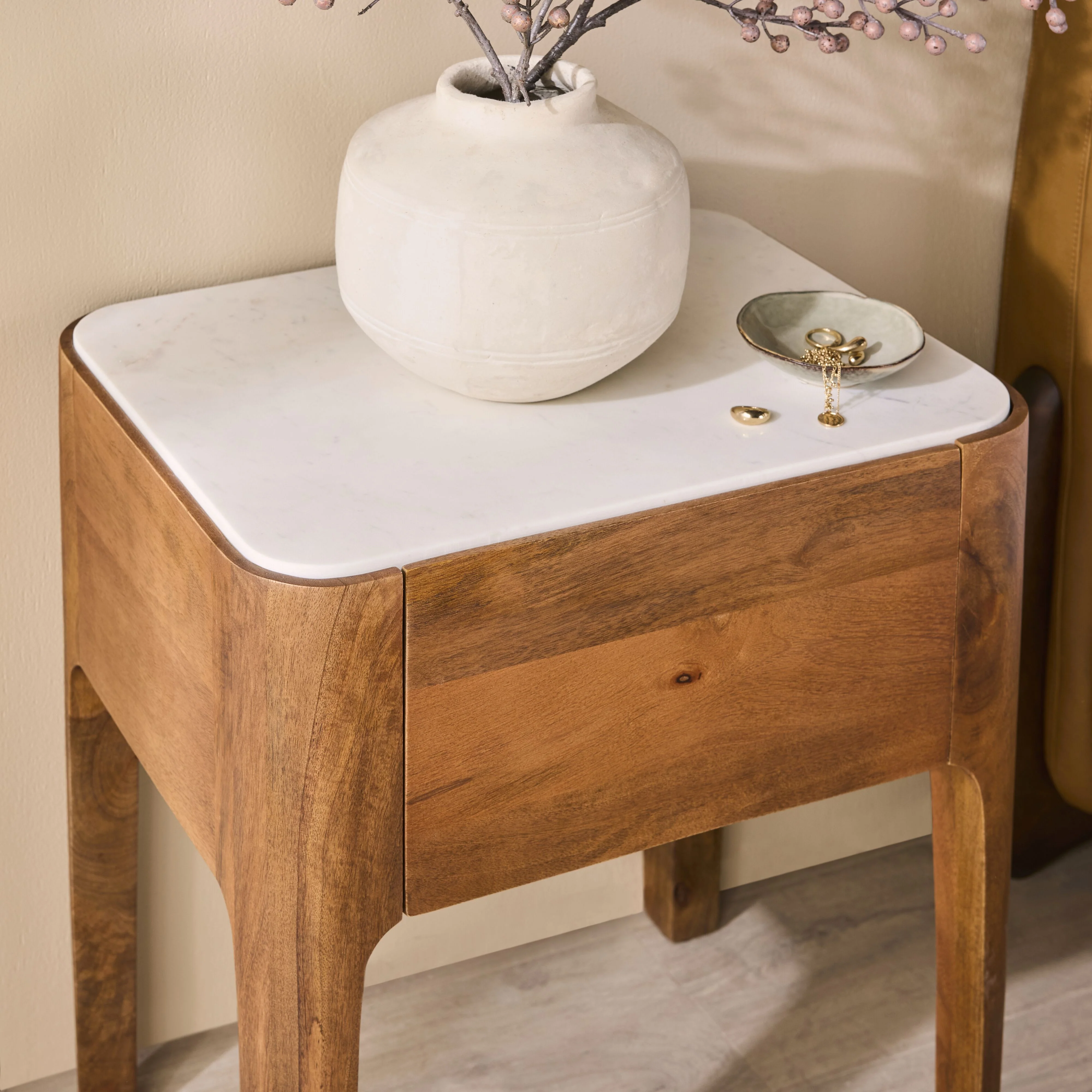 Adore Marble Top Single Drawer Bedside Table - Image 7