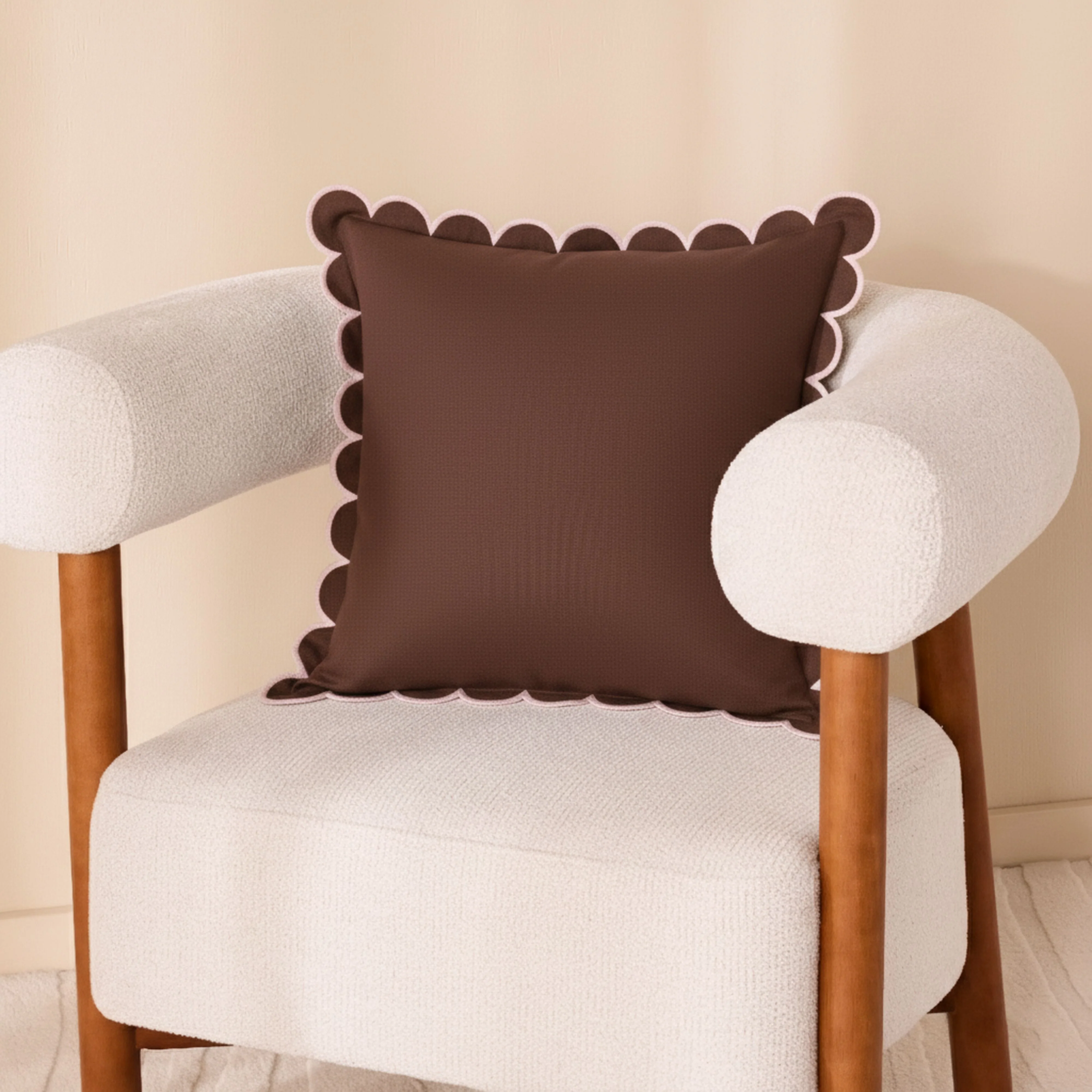 Aerin Scallop Cushion Chocolate 45cm - Image 5