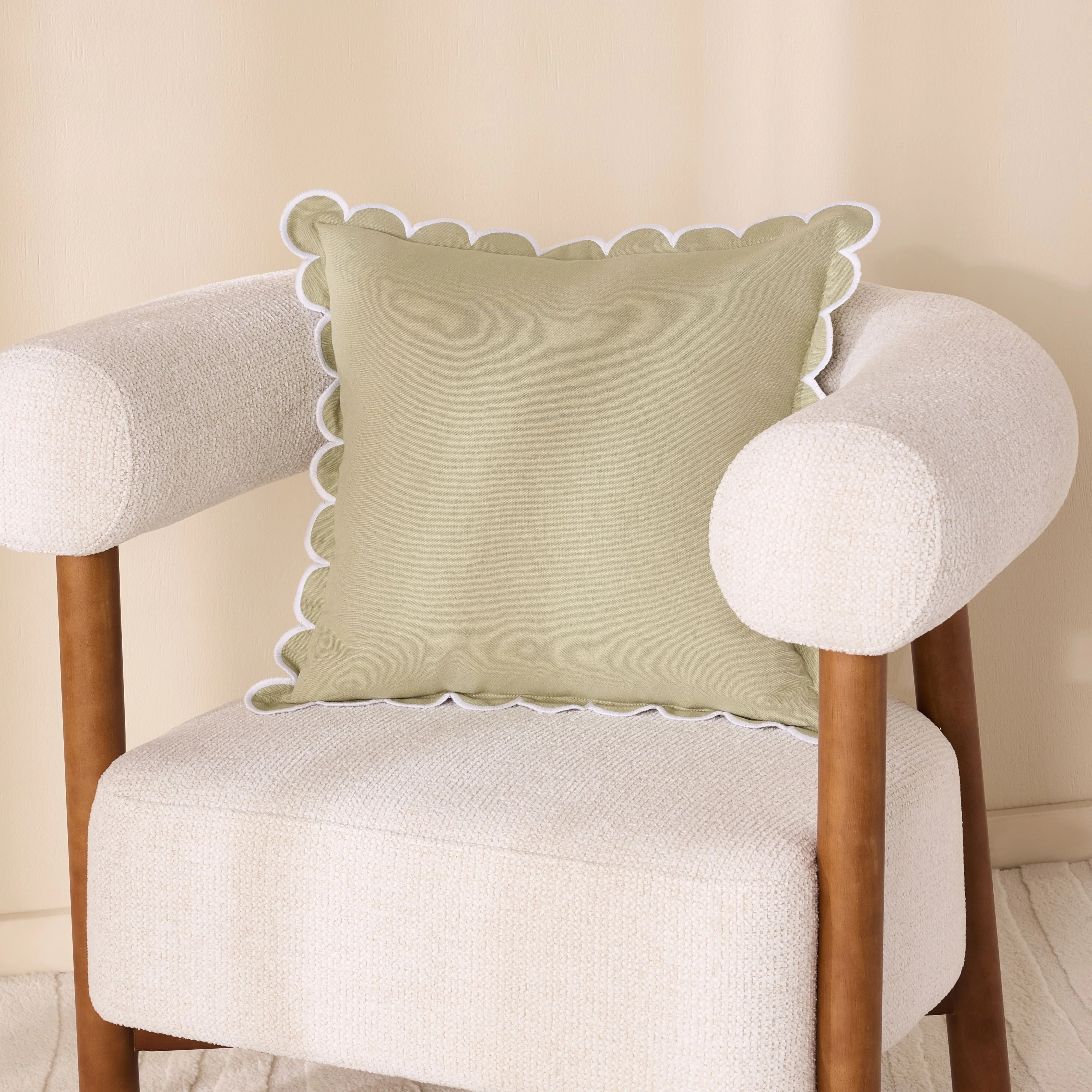 Aerin Scallop Cushion Khaki 45cm - Image 4
