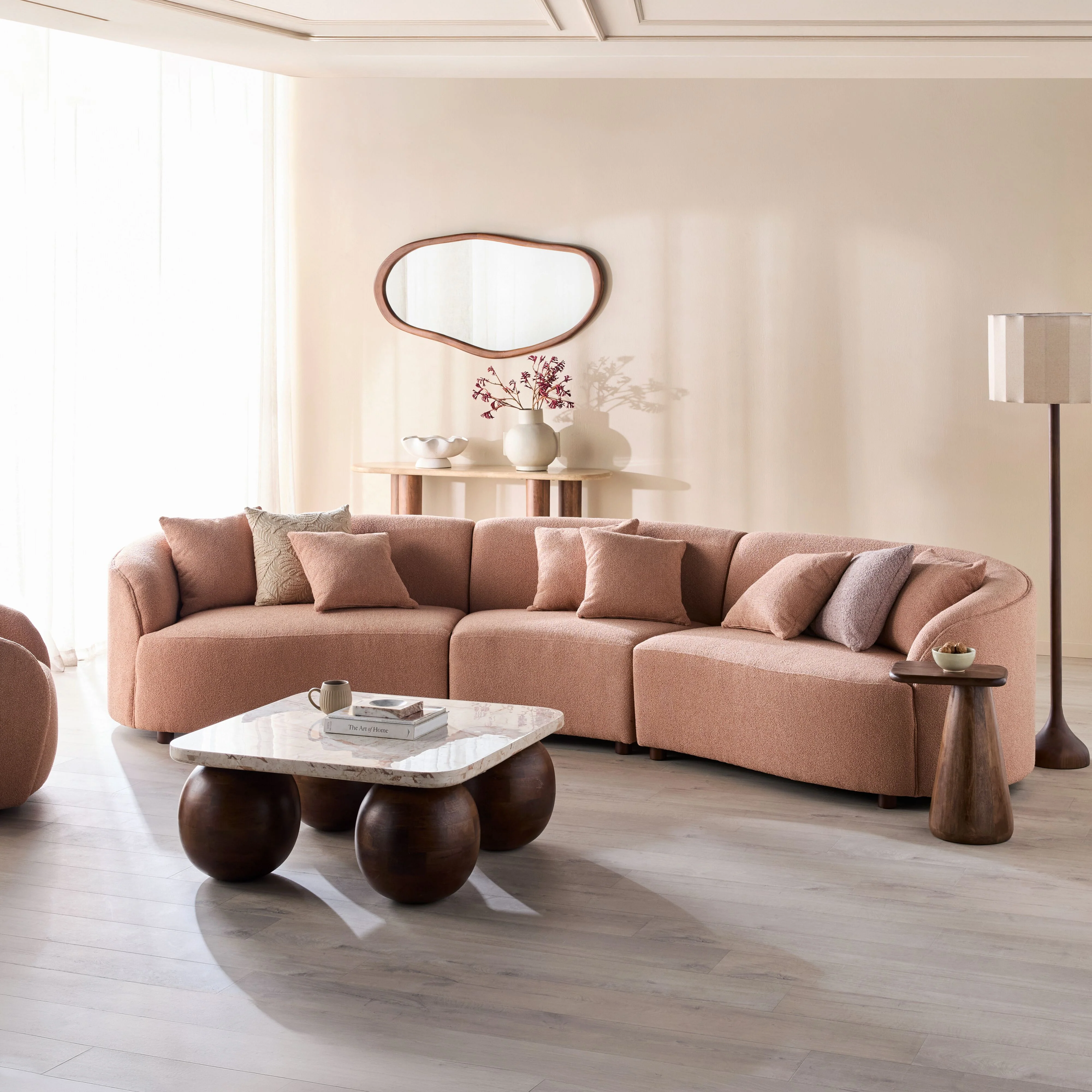 Alessa 4 Seater Sectional Sofa Luna Powder Pink - Image 10