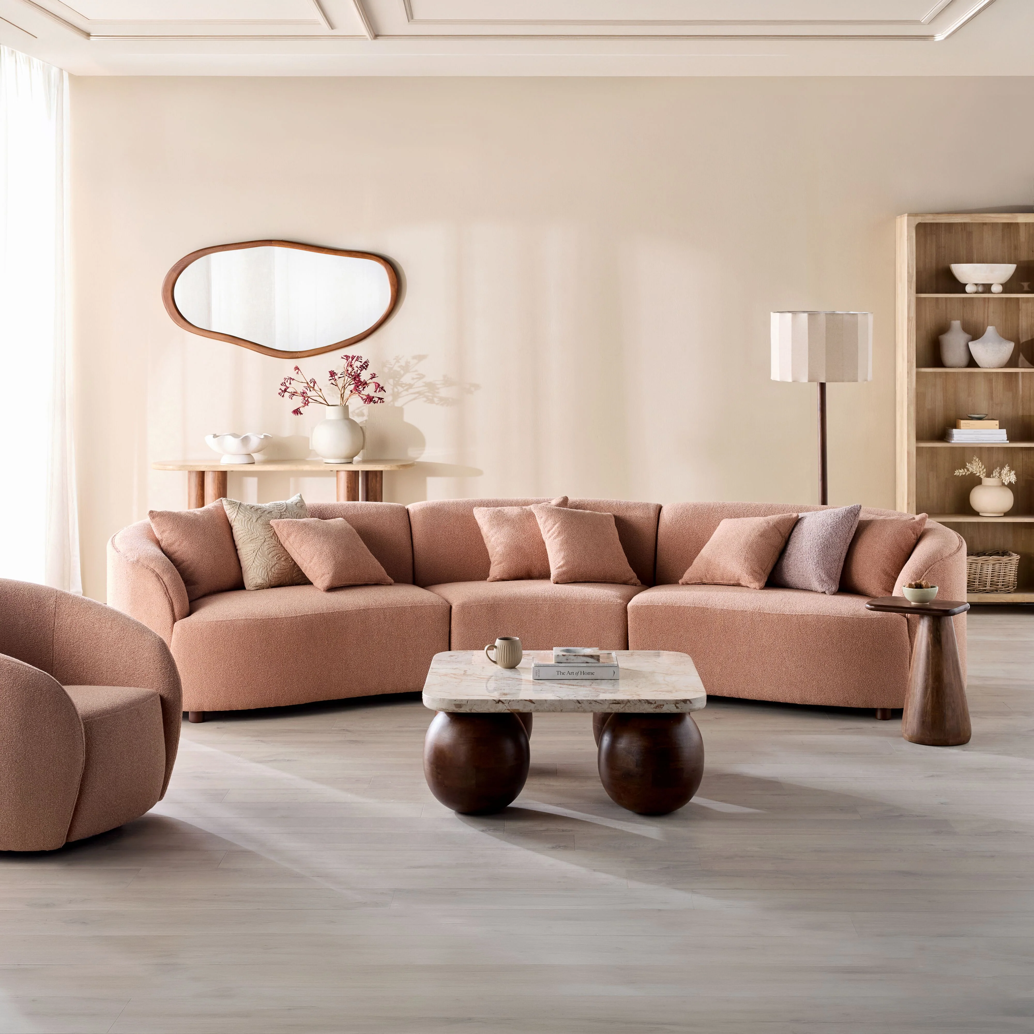 Alessa 4 Seater Sectional Sofa Luna Powder Pink - Image 9