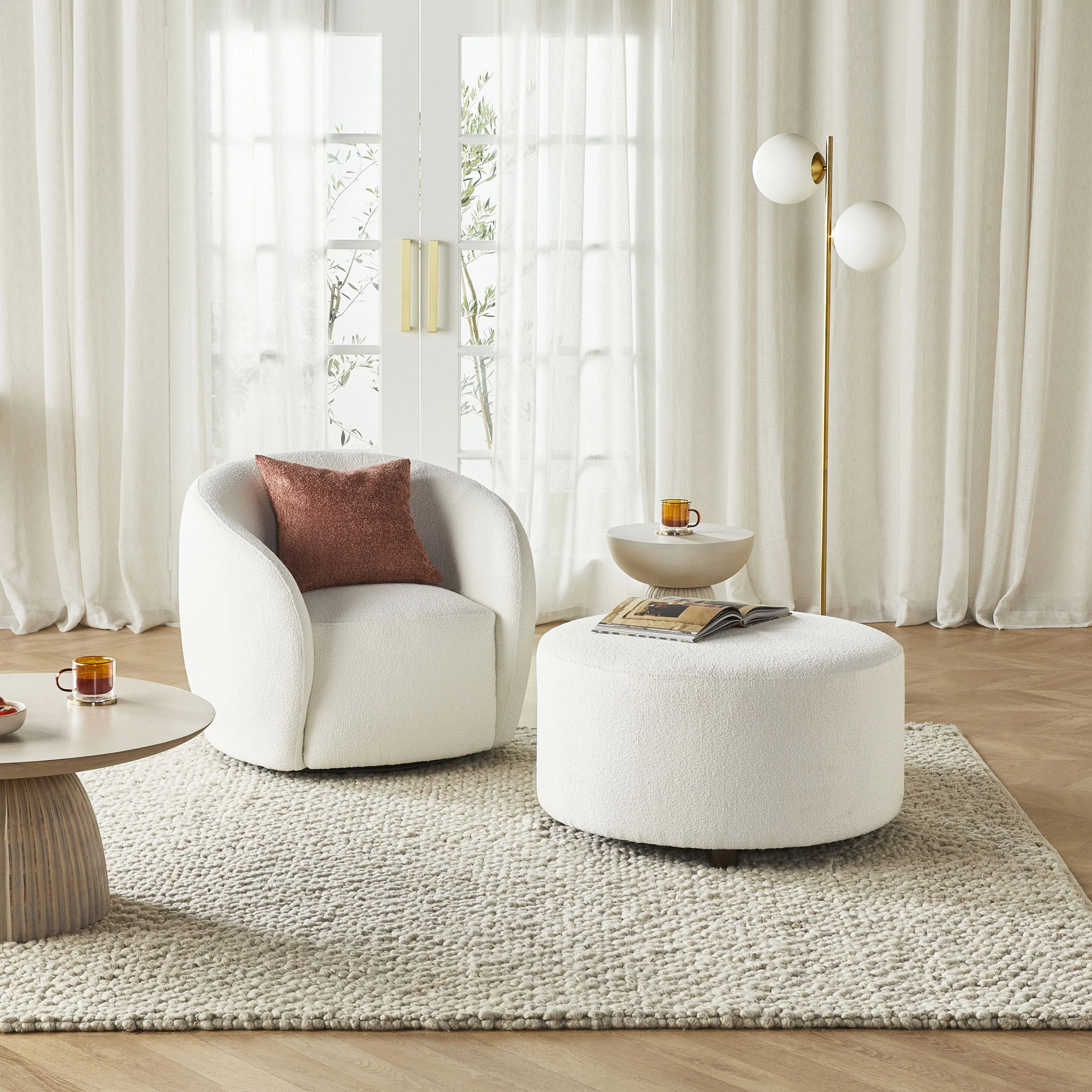 Alessa Swivel Armchair Luna Cloud White - Image 7