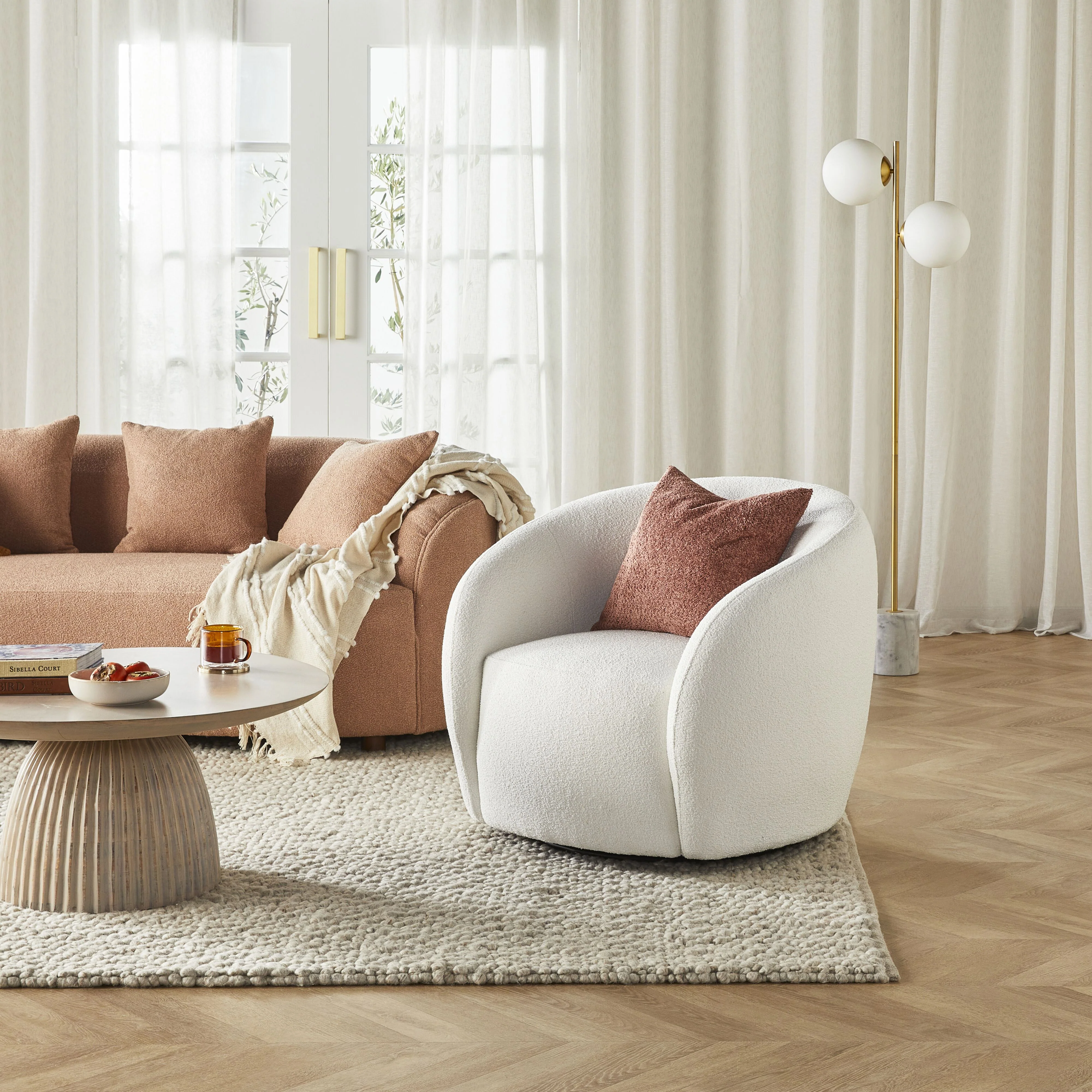 Alessa Swivel Armchair Luna Cloud White - Image 8