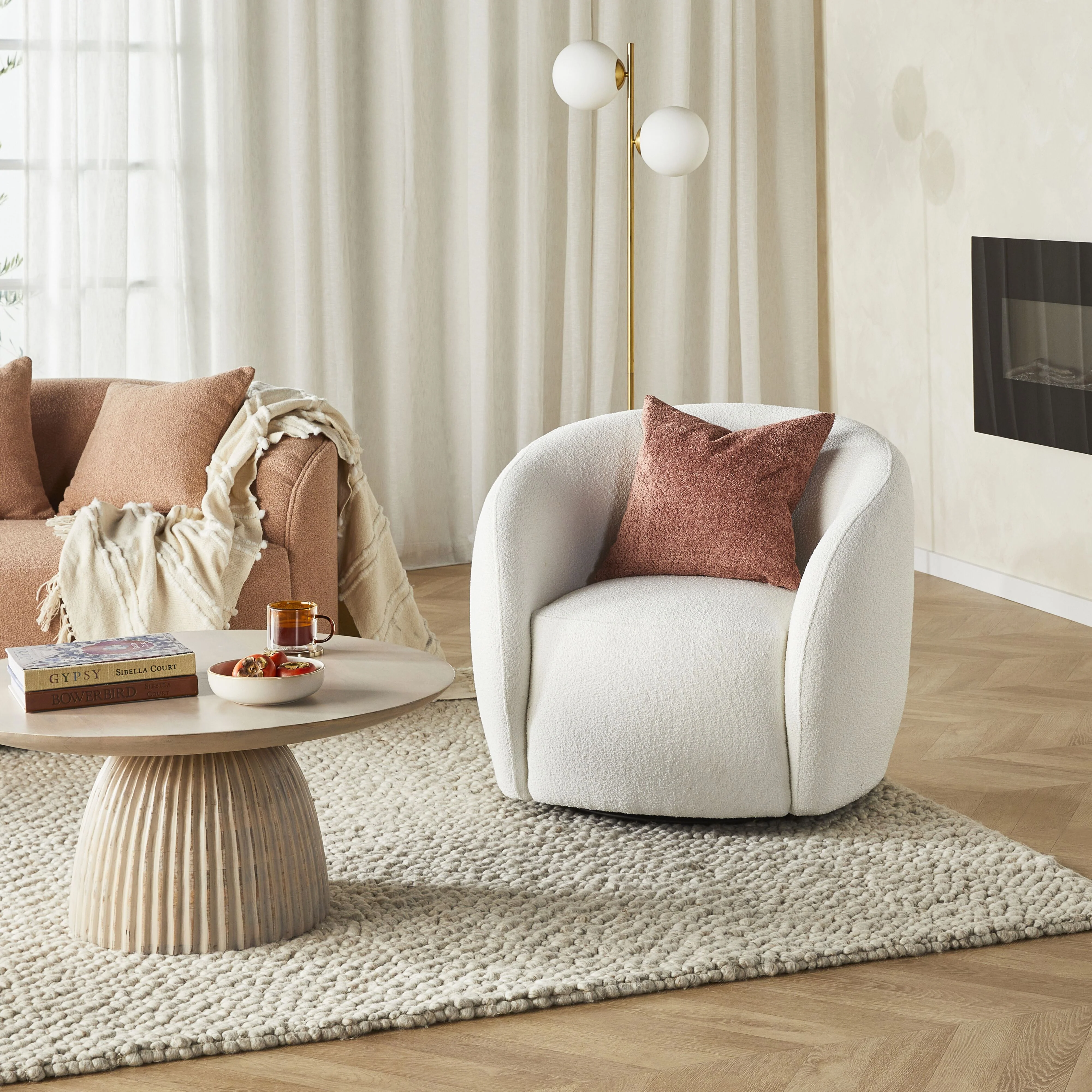 Alessa Swivel Armchair Luna Cloud White - Image 9