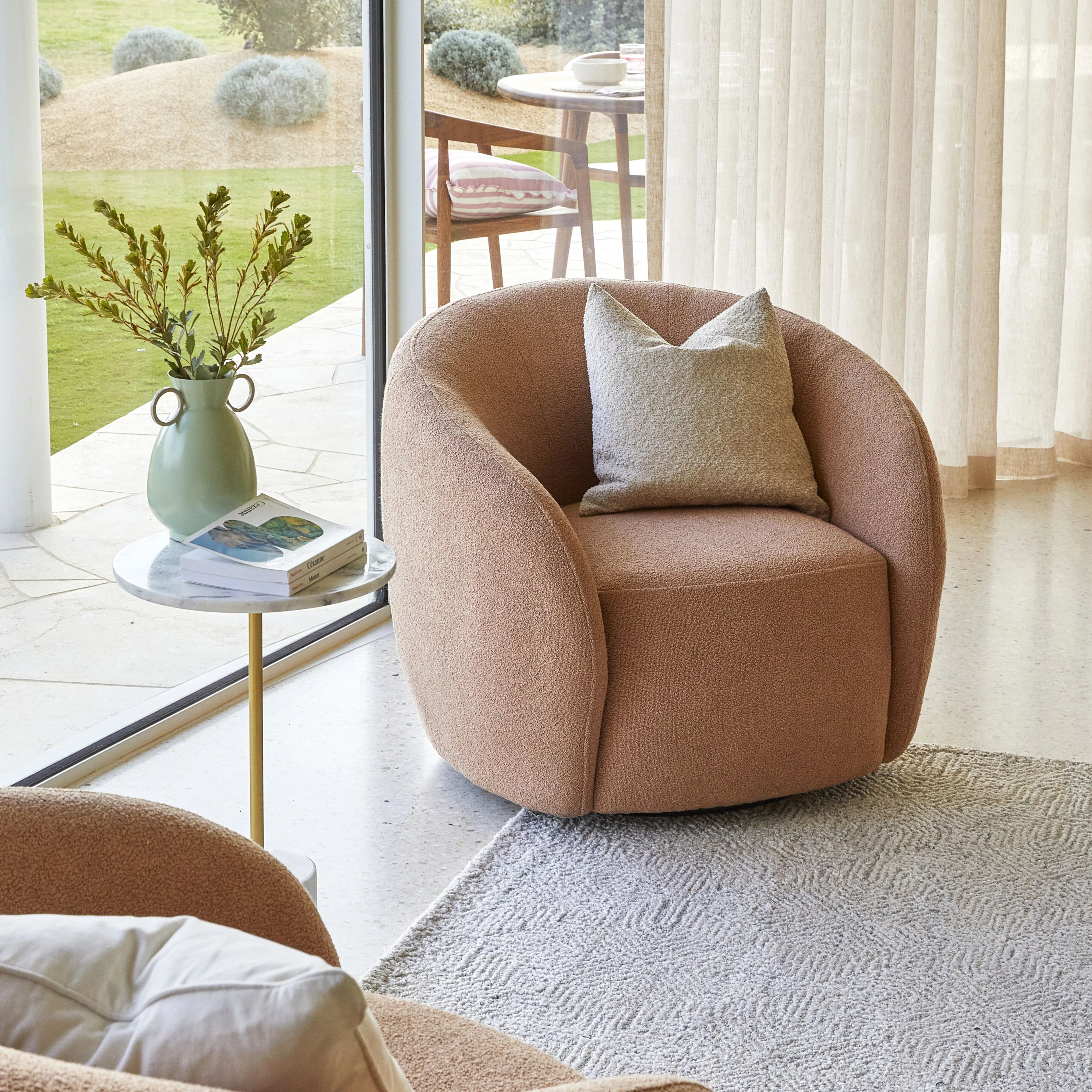 Alessa Swivel Armchair Luna Powder Pink - Image 10