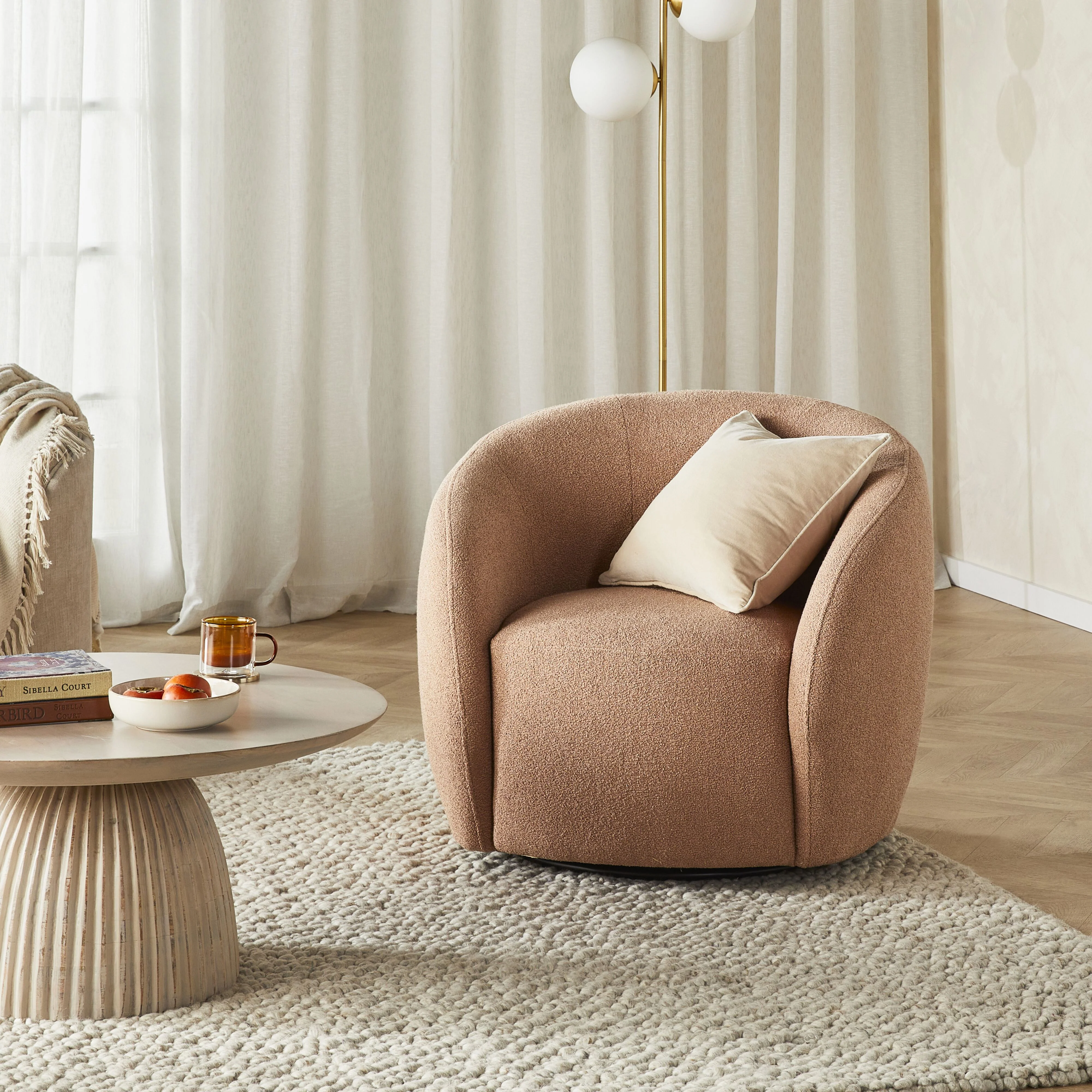 Alessa Swivel Armchair Luna Powder Pink - Image 7