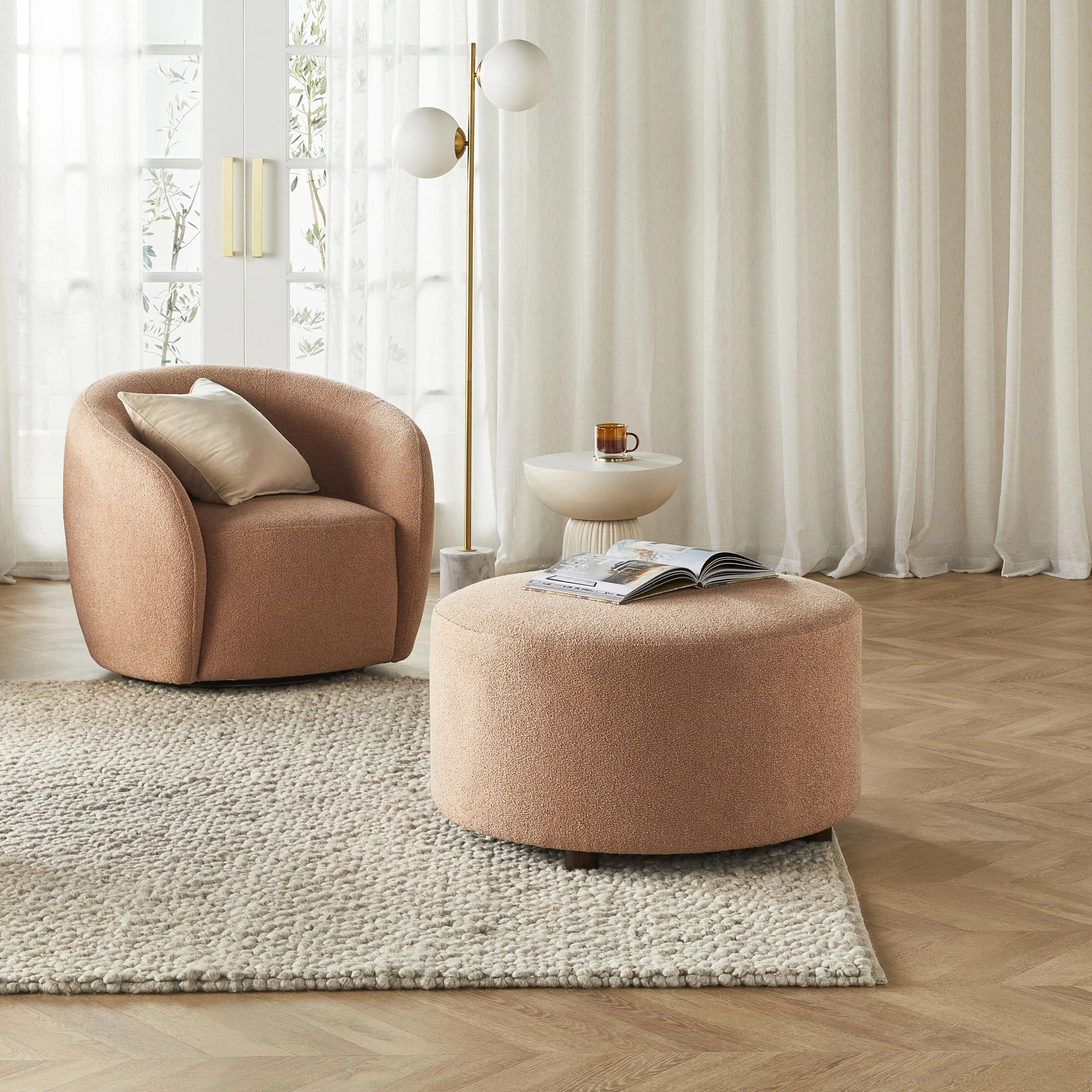 Alessa Swivel Armchair Luna Powder Pink - Image 9