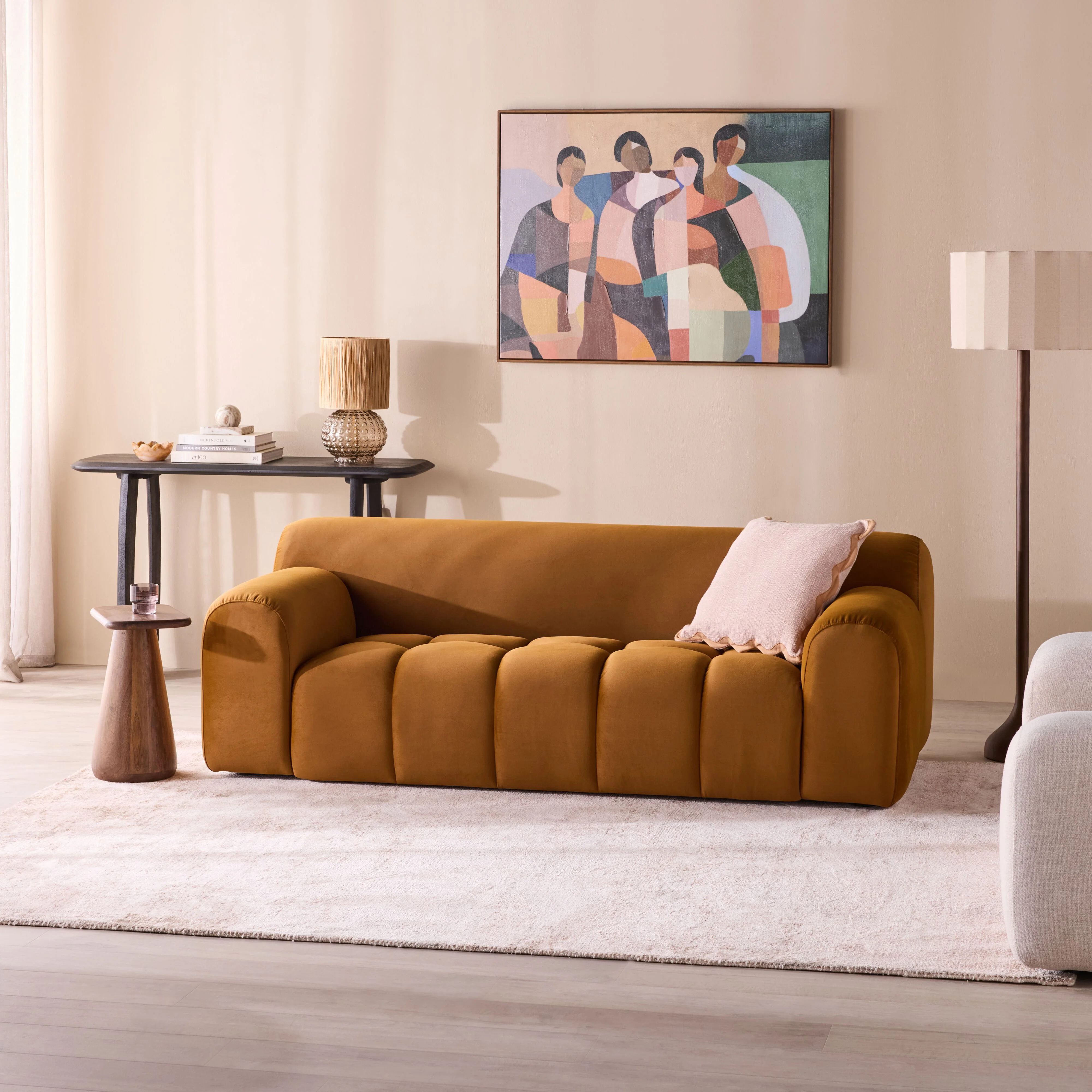 Alexis 2 Seater Velvet Sofa Ochre - Image 8