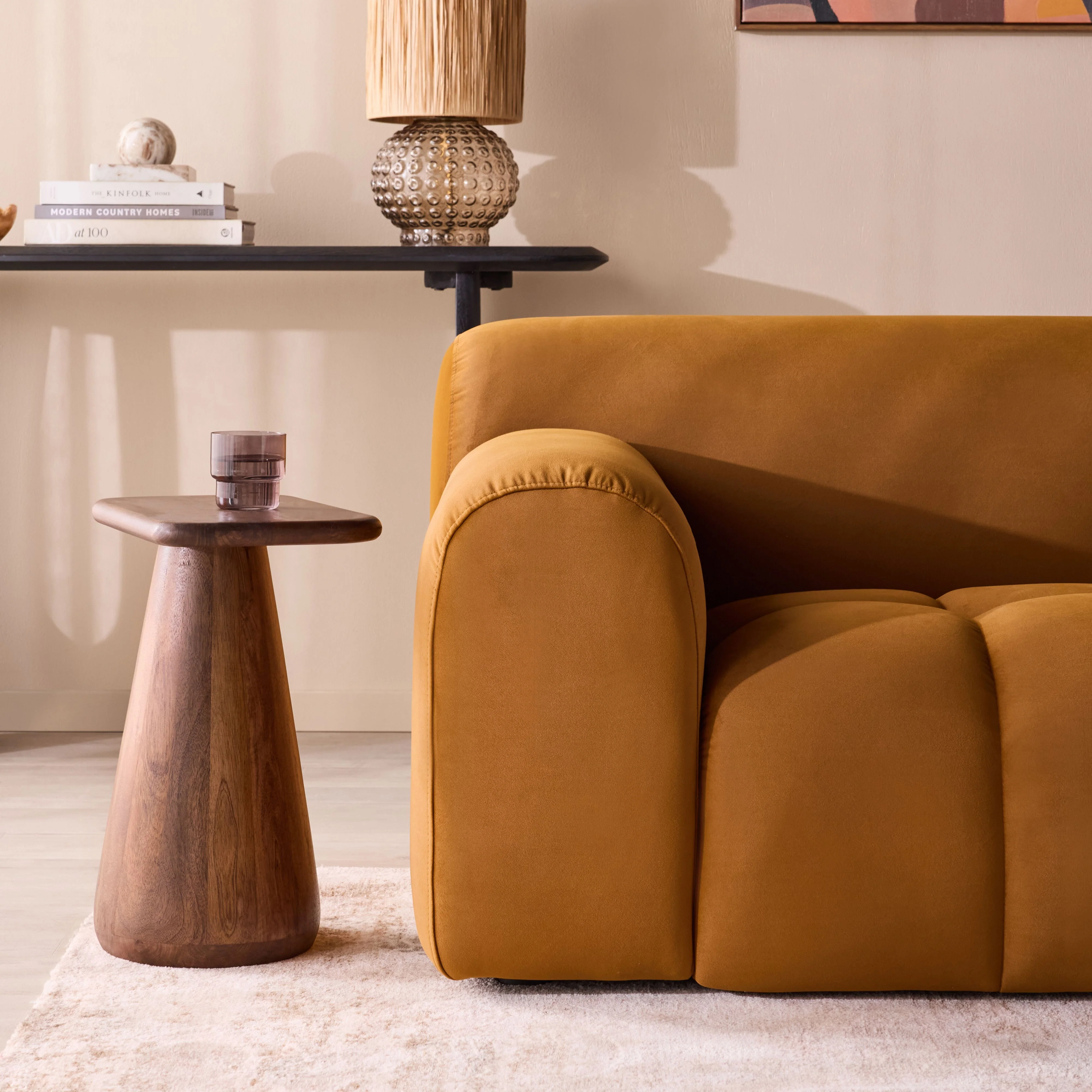 Alexis 2 Seater Velvet Sofa Ochre - Image 9