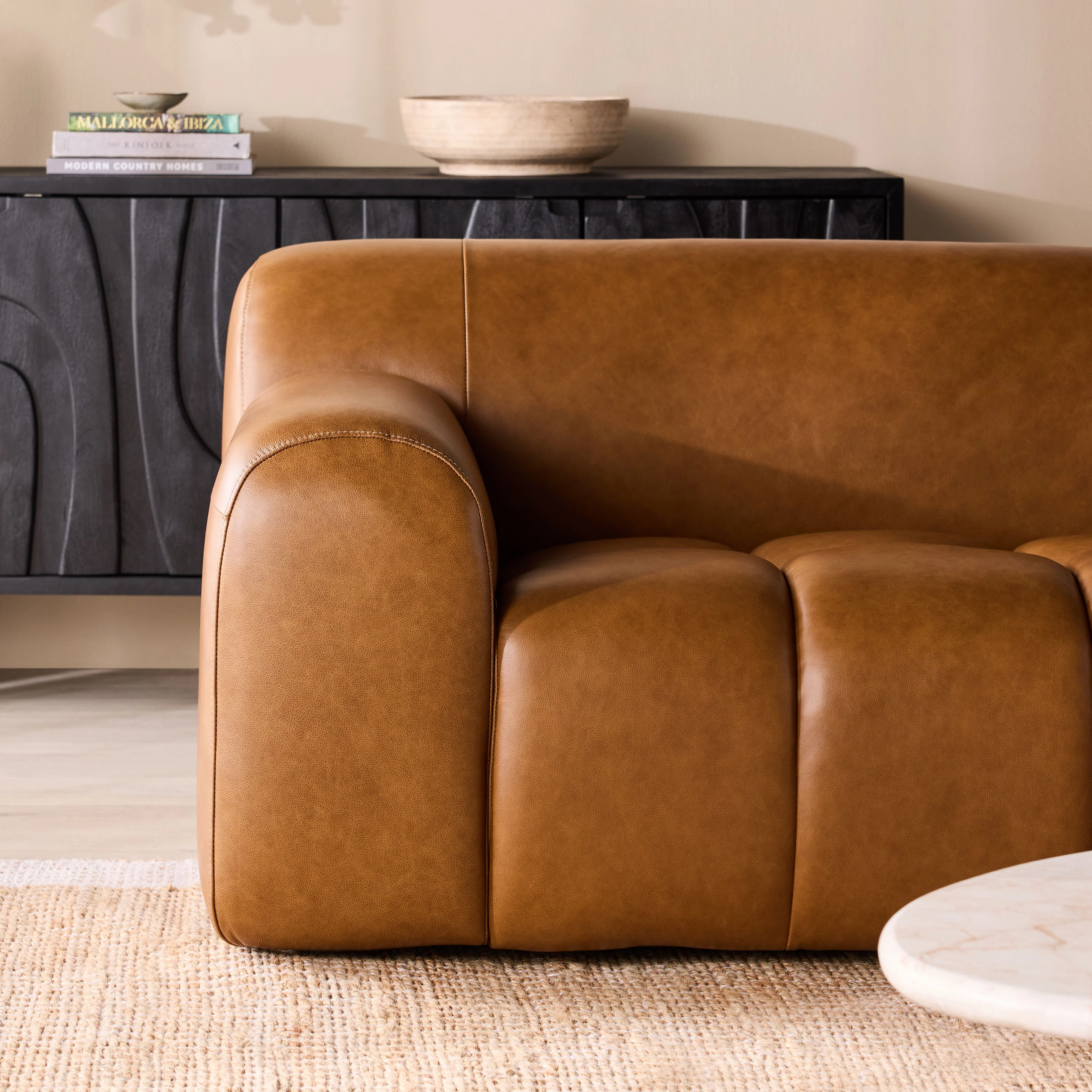 Alexis 3 Seater Leather Sofa Dakota Saddle - Image 9