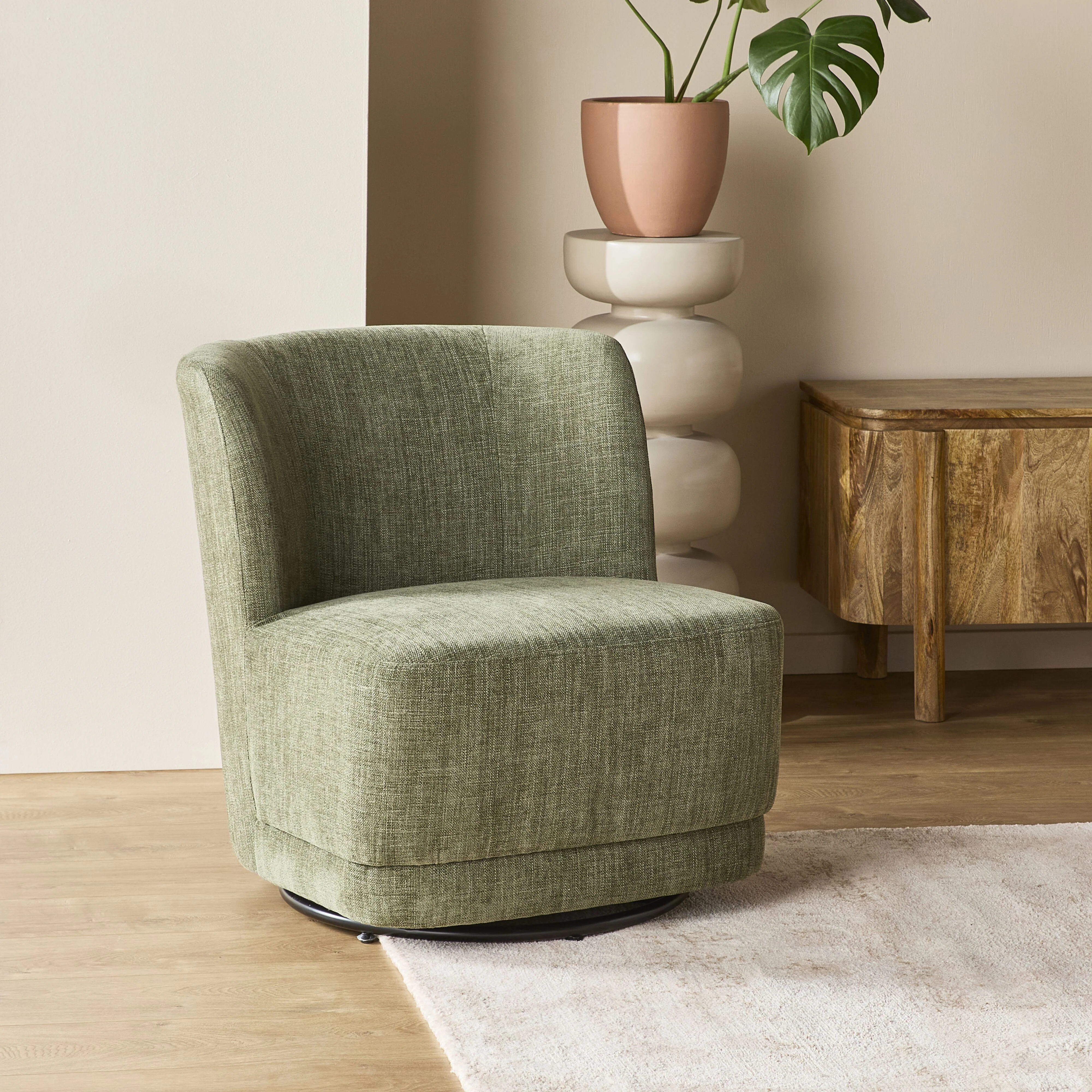Amala Swivel Occasional Chair Fern Green Weave - Image 7