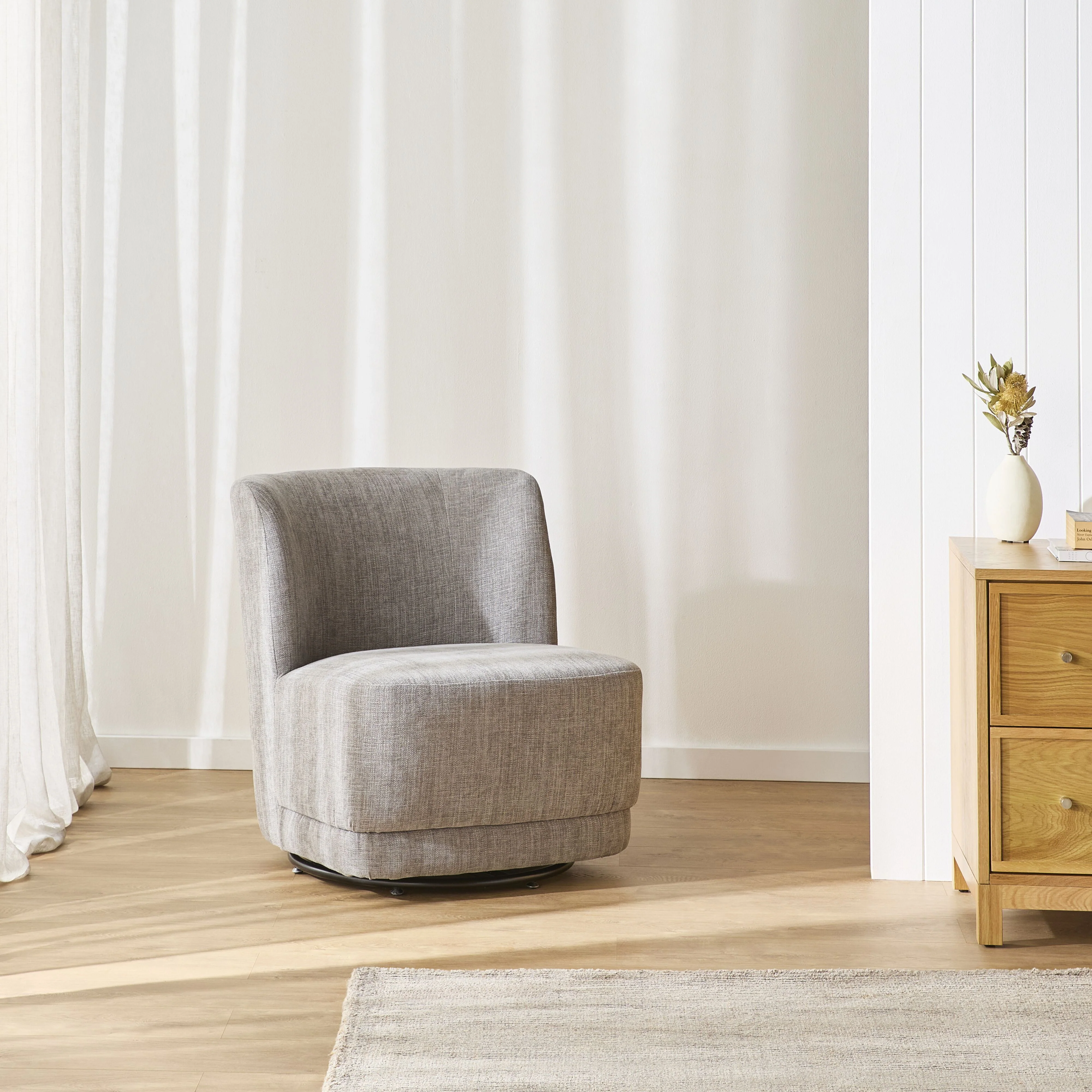 Amala Swivel Occasional Chair Granite Grey Weave - Image 7
