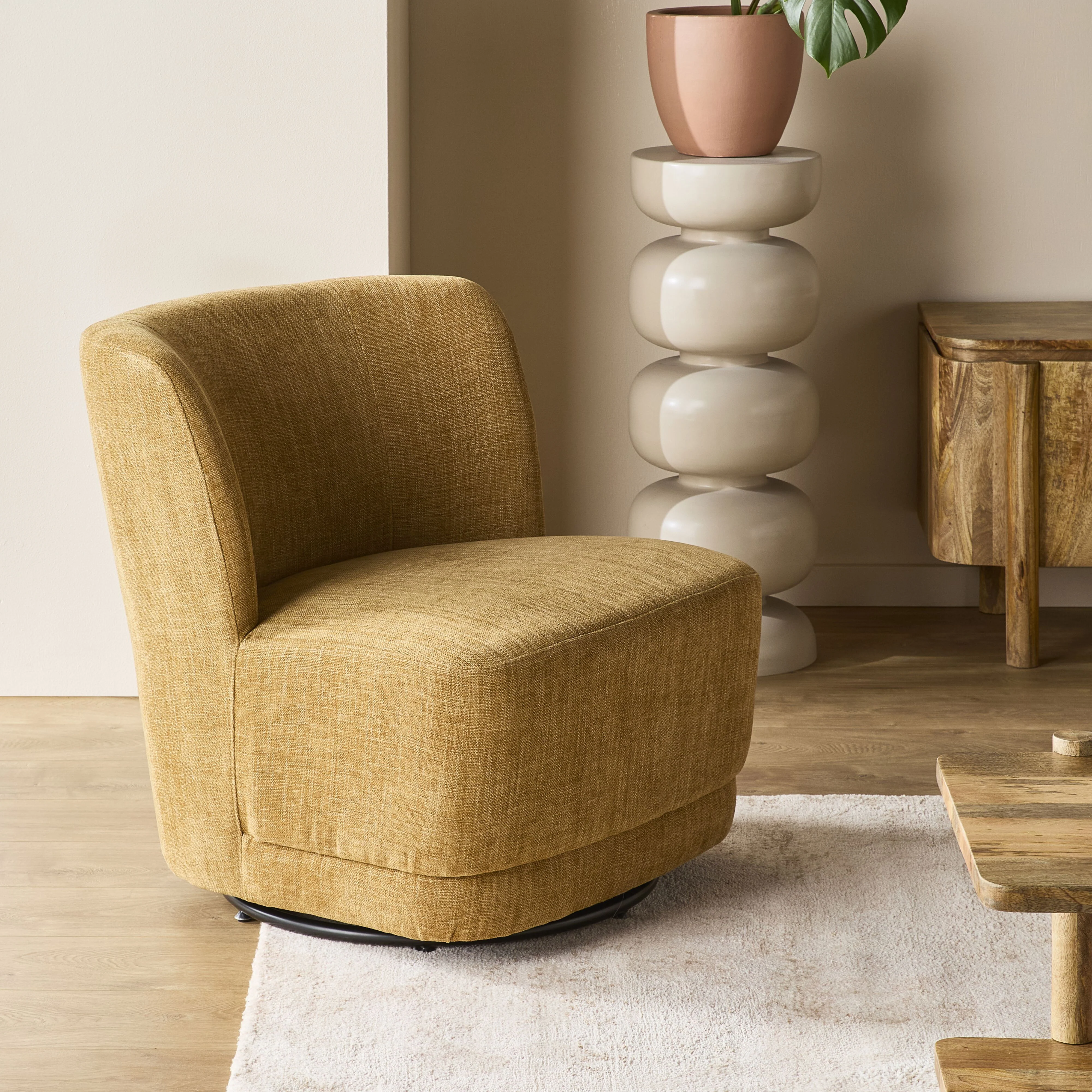 Amala Swivel Occasional Chair Mustard Weave - Image 7