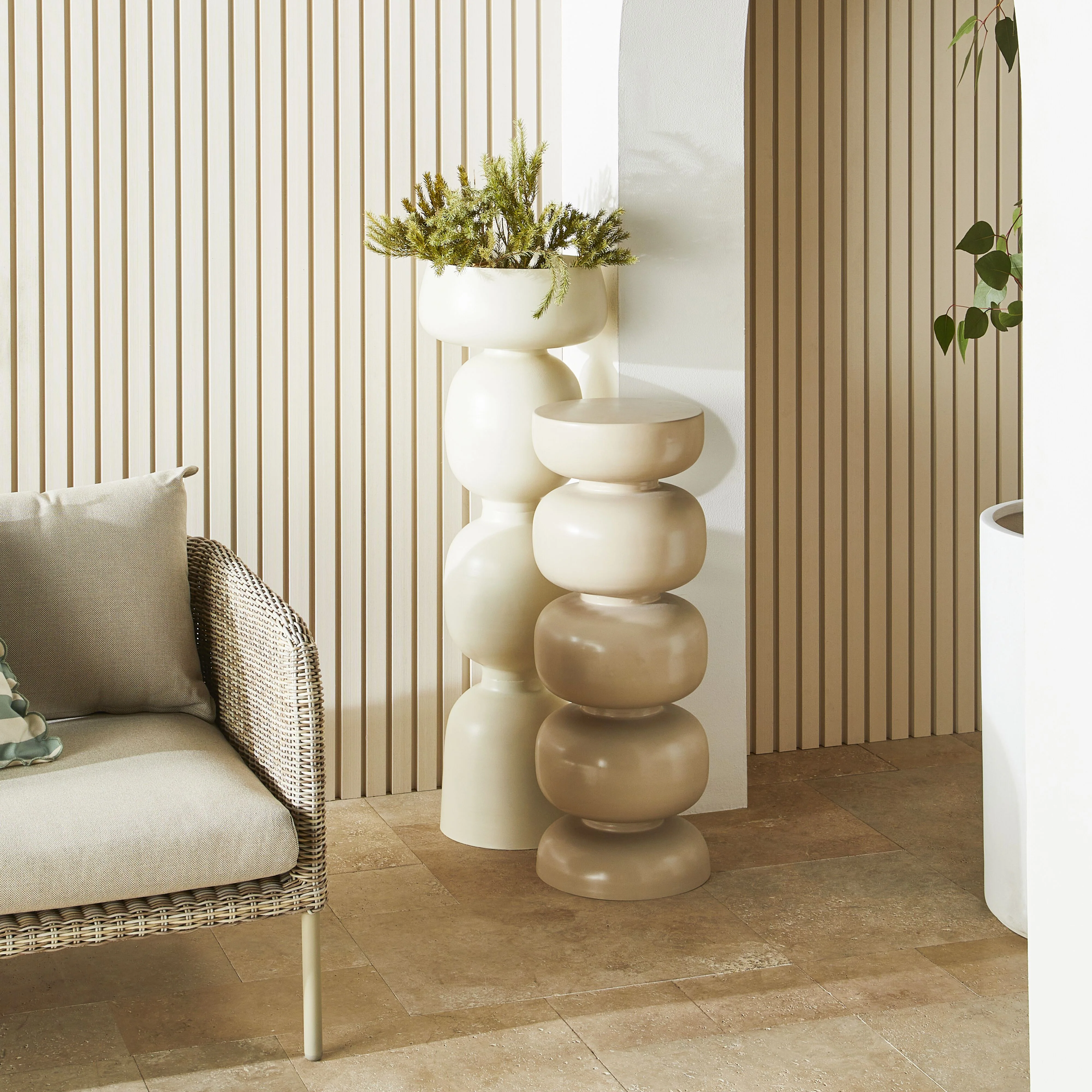 Amarra Pedestal Plant Stand Taupe 78cm - Image 5