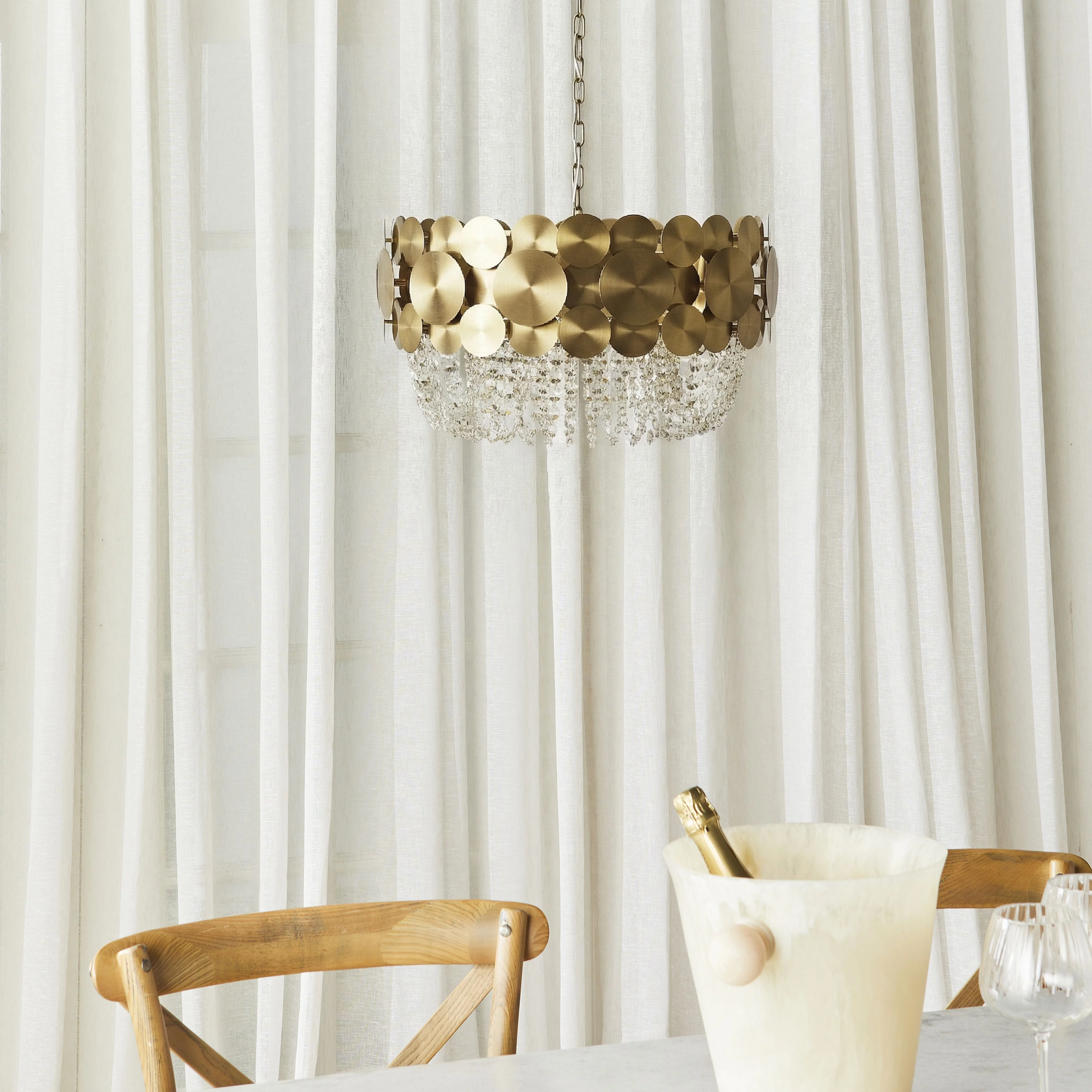 Ambrosia Satin Brass 6 Light Crystal Glass Chandelier - Image 5