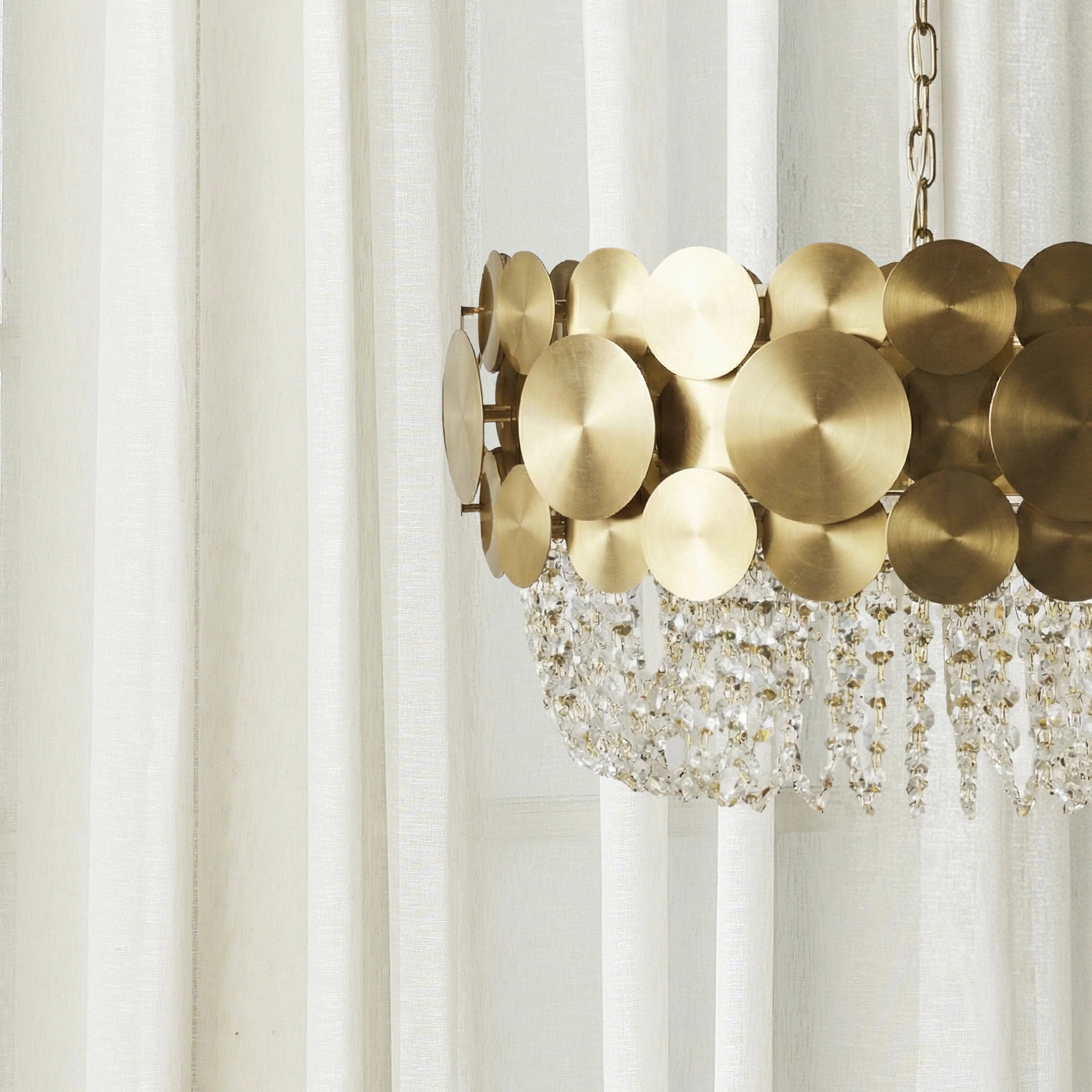 Ambrosia Satin Brass 6 Light Crystal Glass Chandelier - Image 6