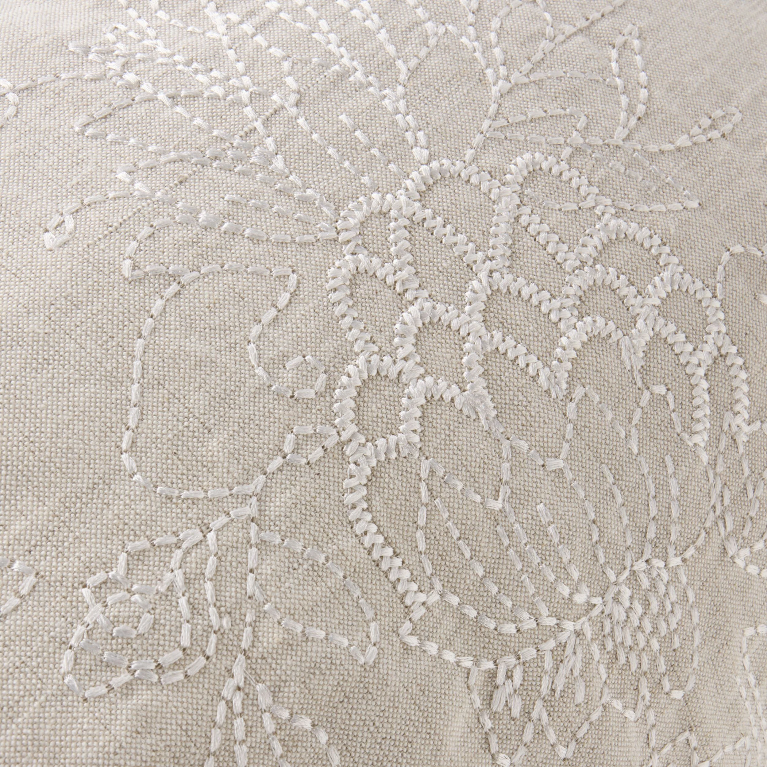 Anais Embroidered Linen Cushion Natural 40x60cm - Image 3