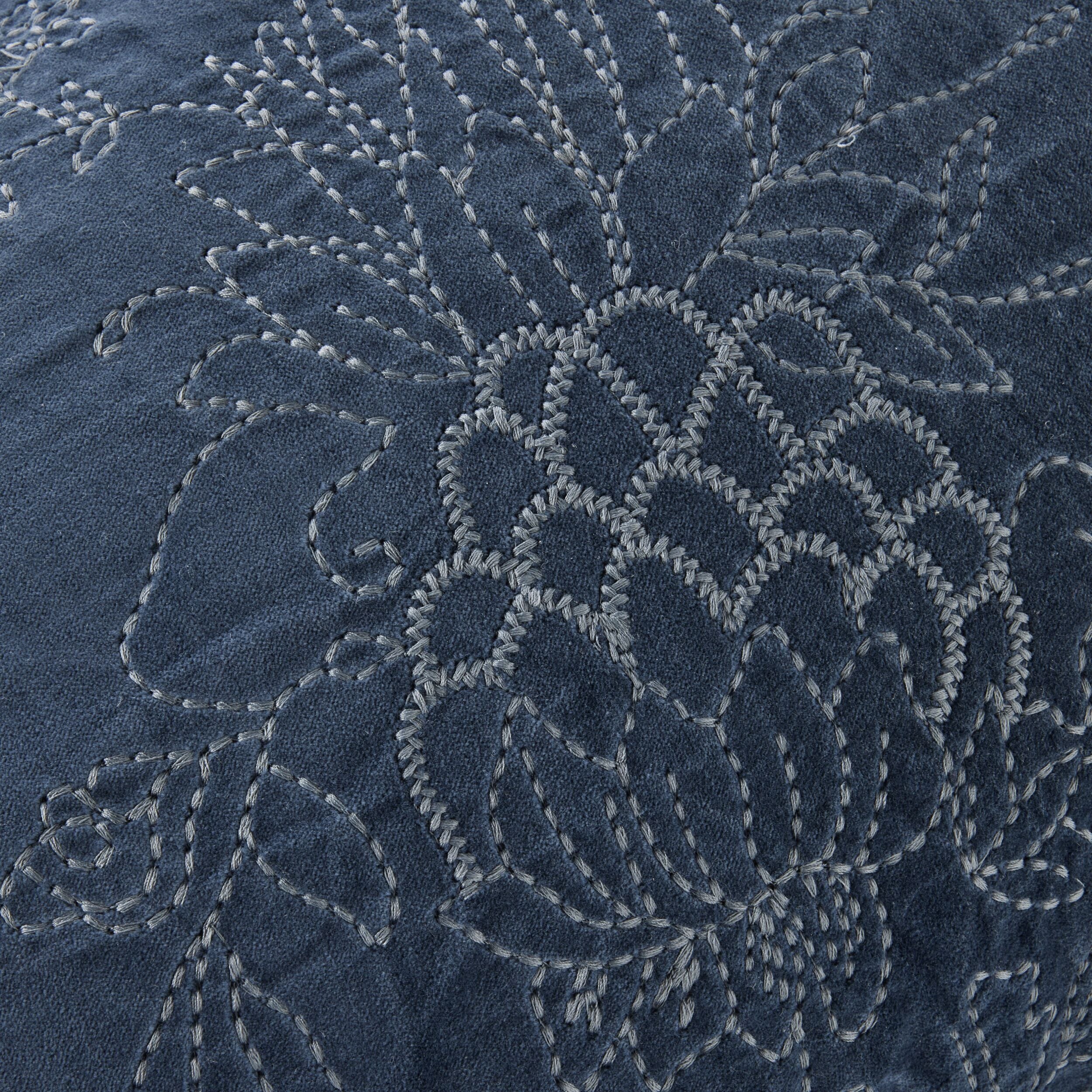 Anais Embroidered Velvet Cushion Navy 40x60cm - Image 3