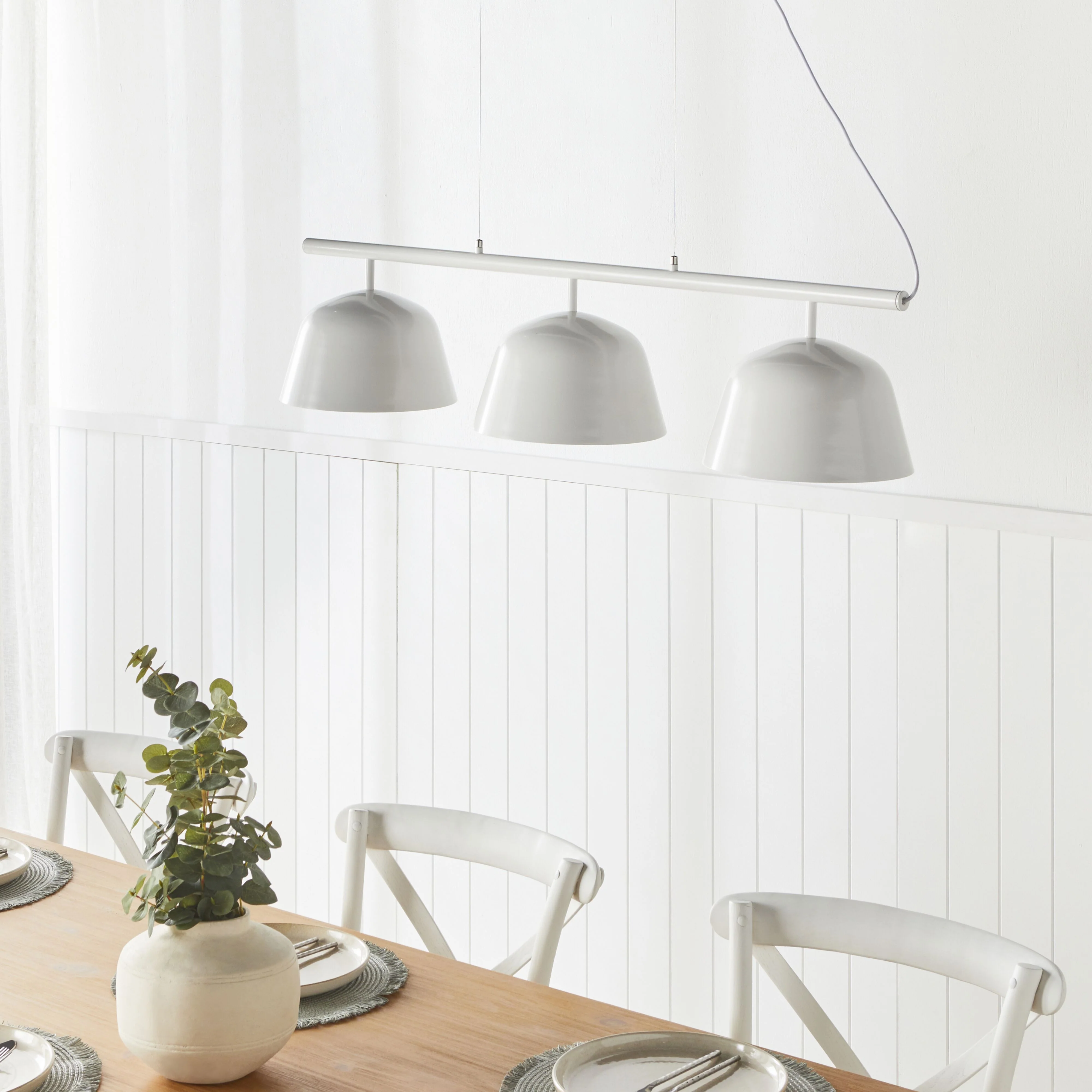 Anglesea 3 Light Metal Shade Pendant White 120cm - Image 7