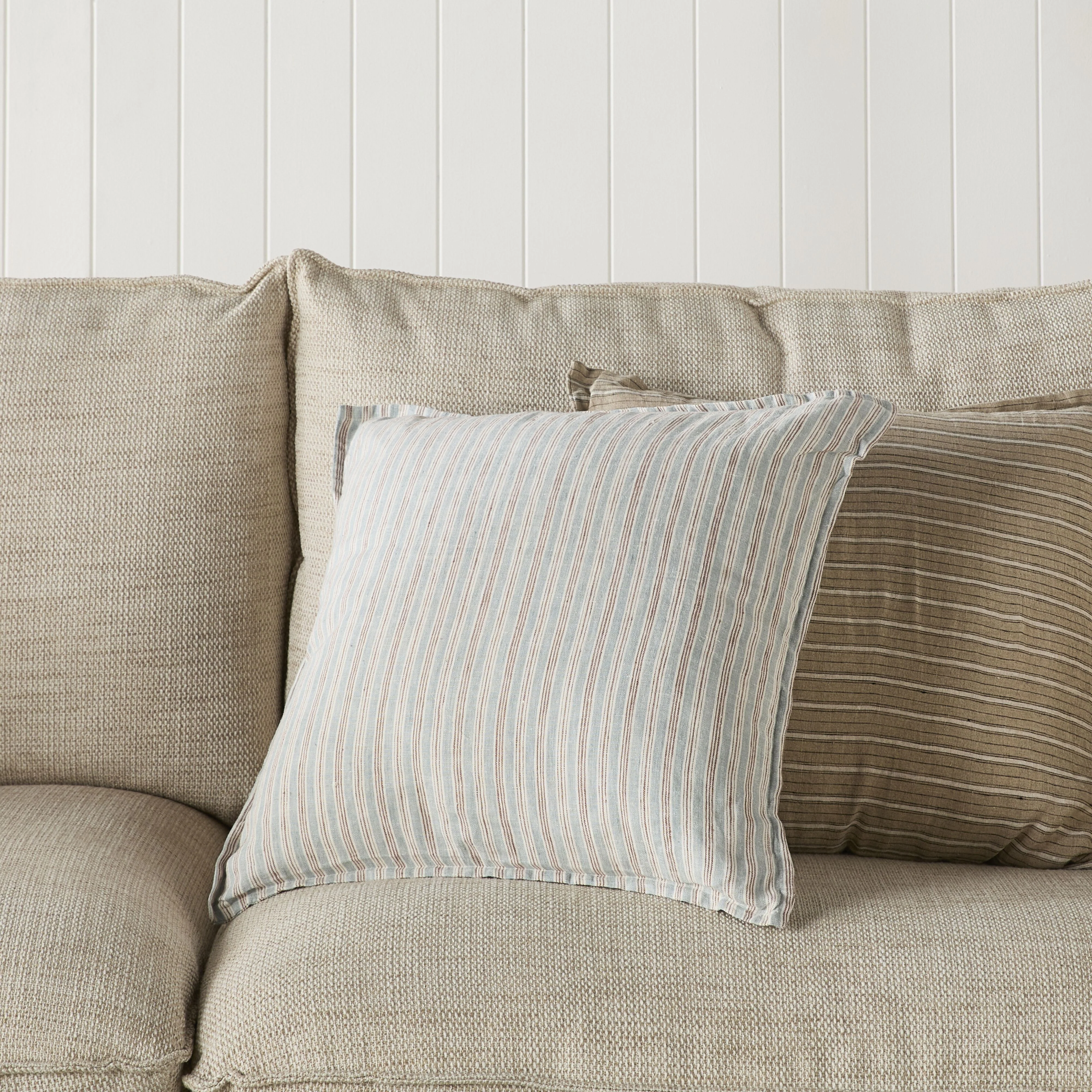 Antibes Stripe Linen Cushion Blue 50x50cm - Image 3