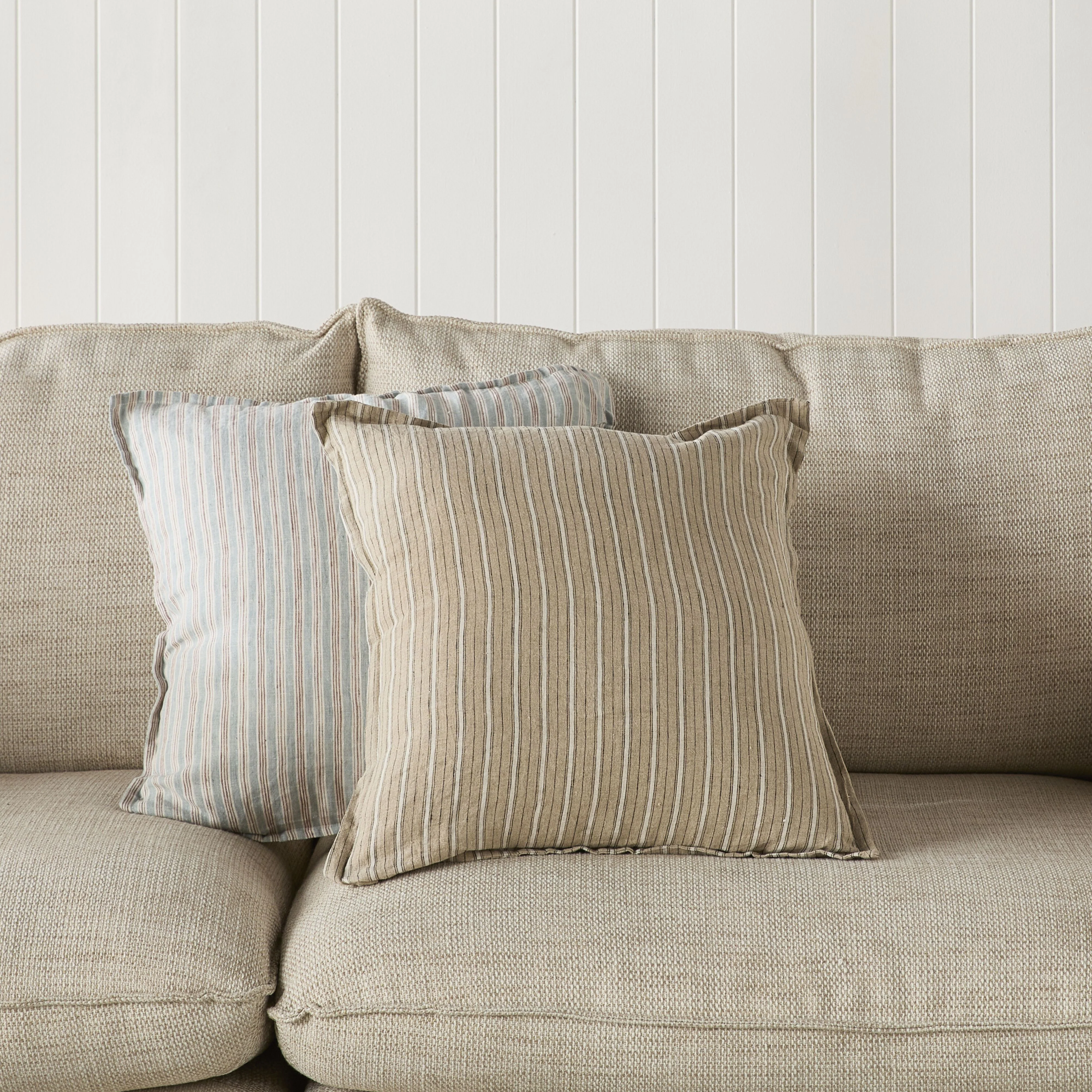 Antibes Stripe Linen Cushion Natural 50x50cm - Image 3