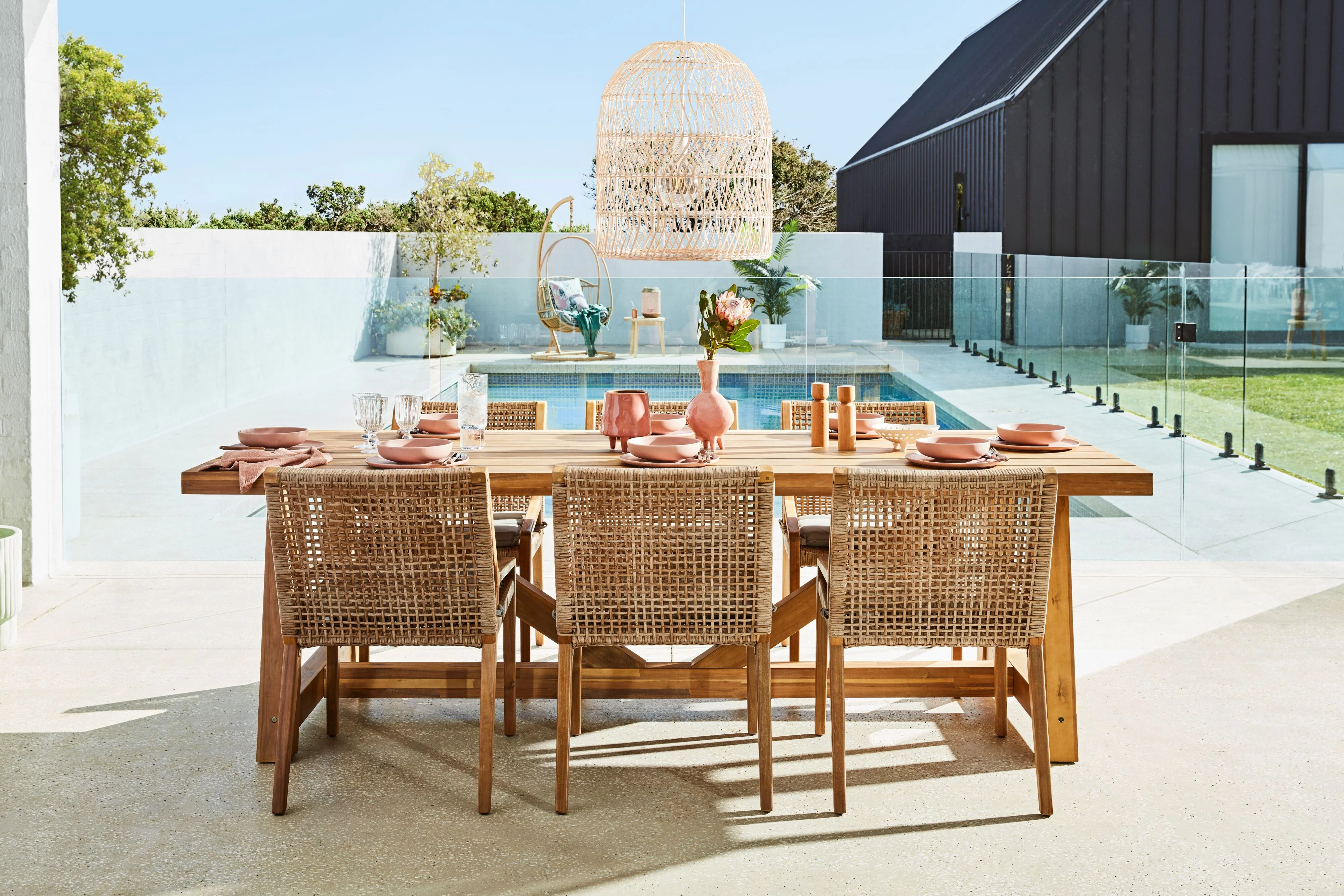 Antigua Dining Table 255cm with 6 Weave Dining Chair Package - Image 6