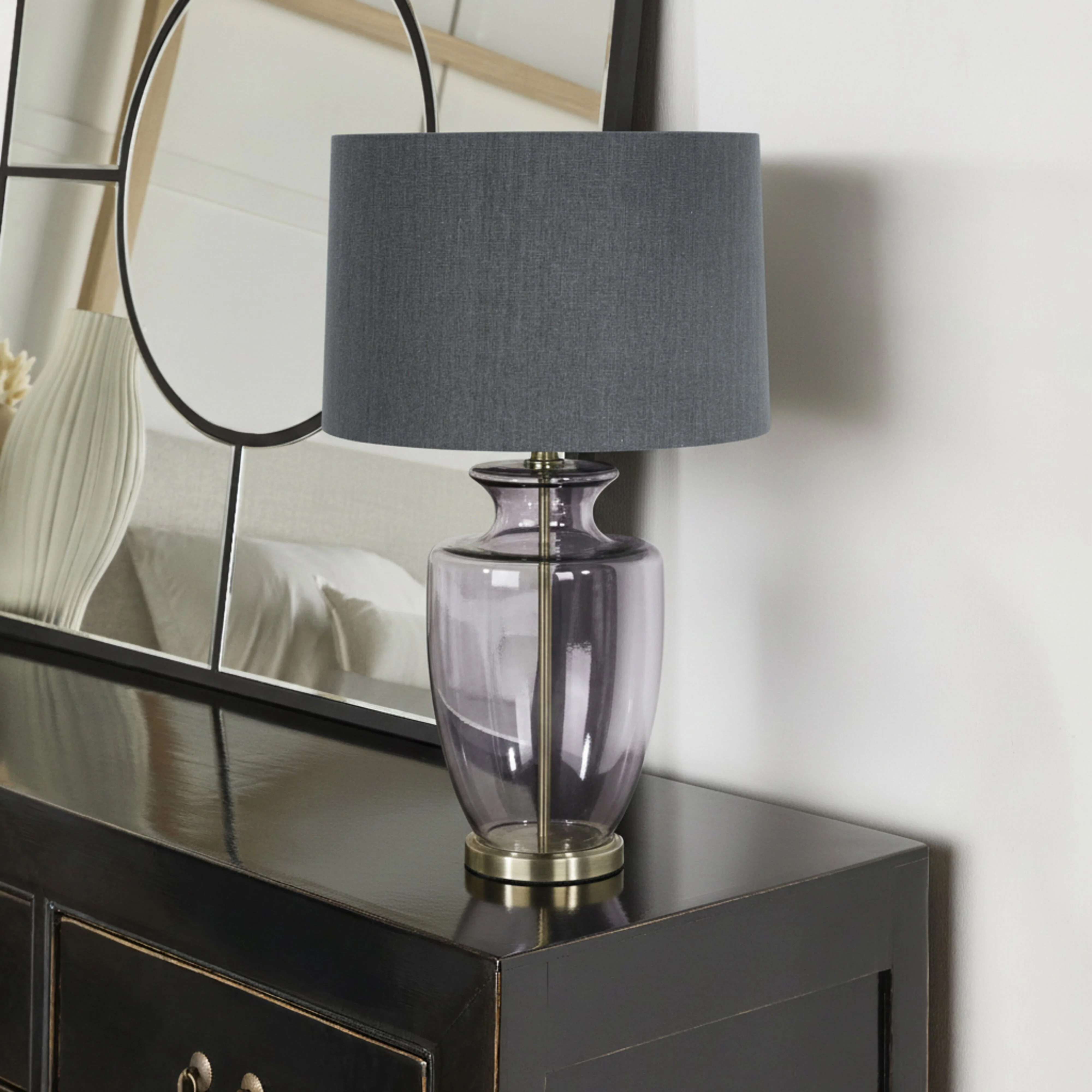 Antique Smoky Glass Table Lamp 73cm - Image 5