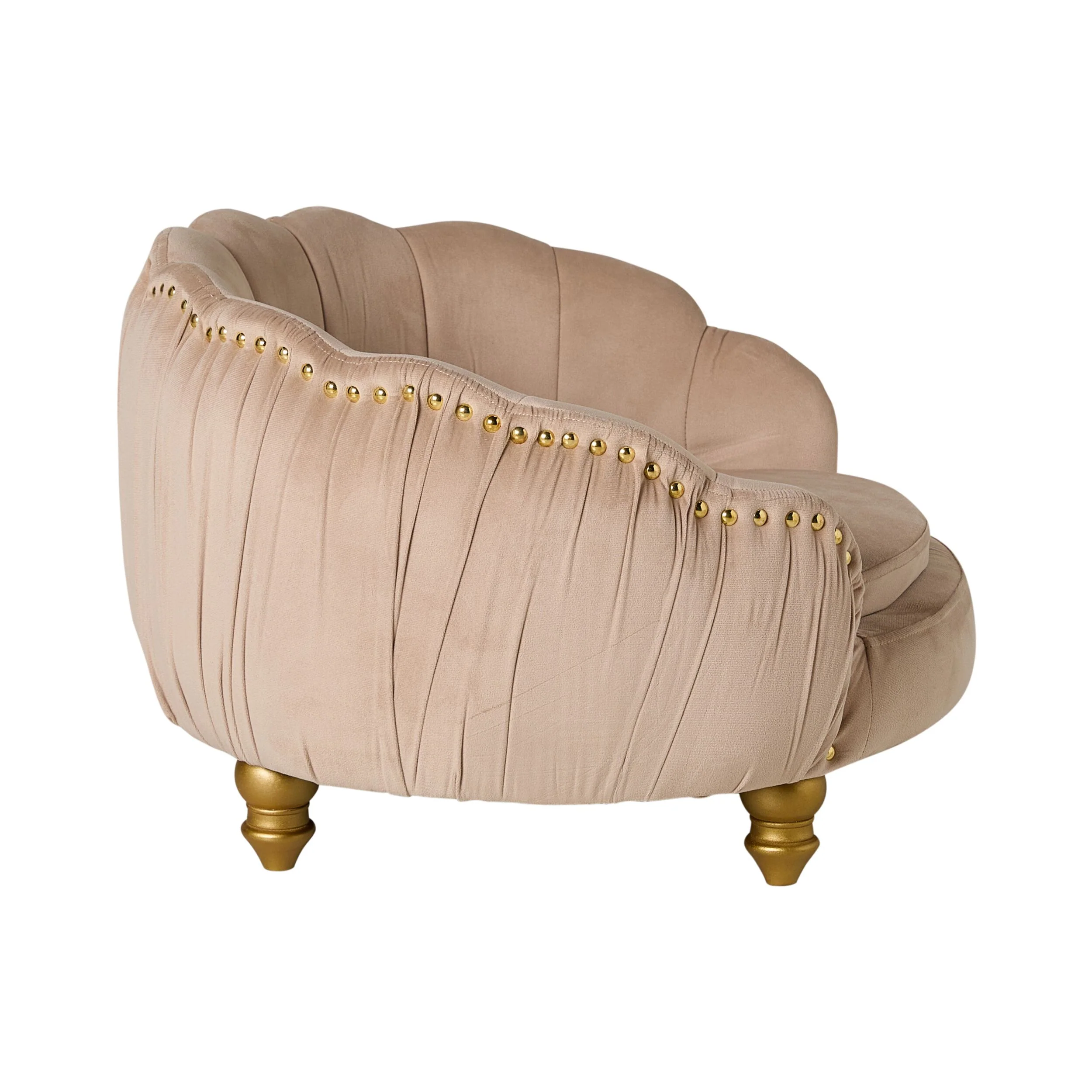 Antoinette Rouched Velvet Pet Bed Champagne - Image 3