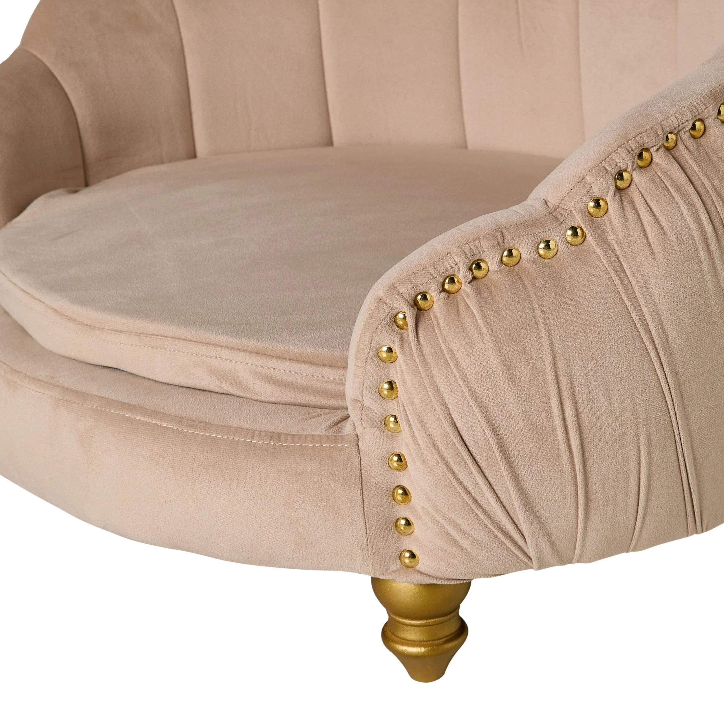 Antoinette Rouched Velvet Pet Bed Champagne - Image 5