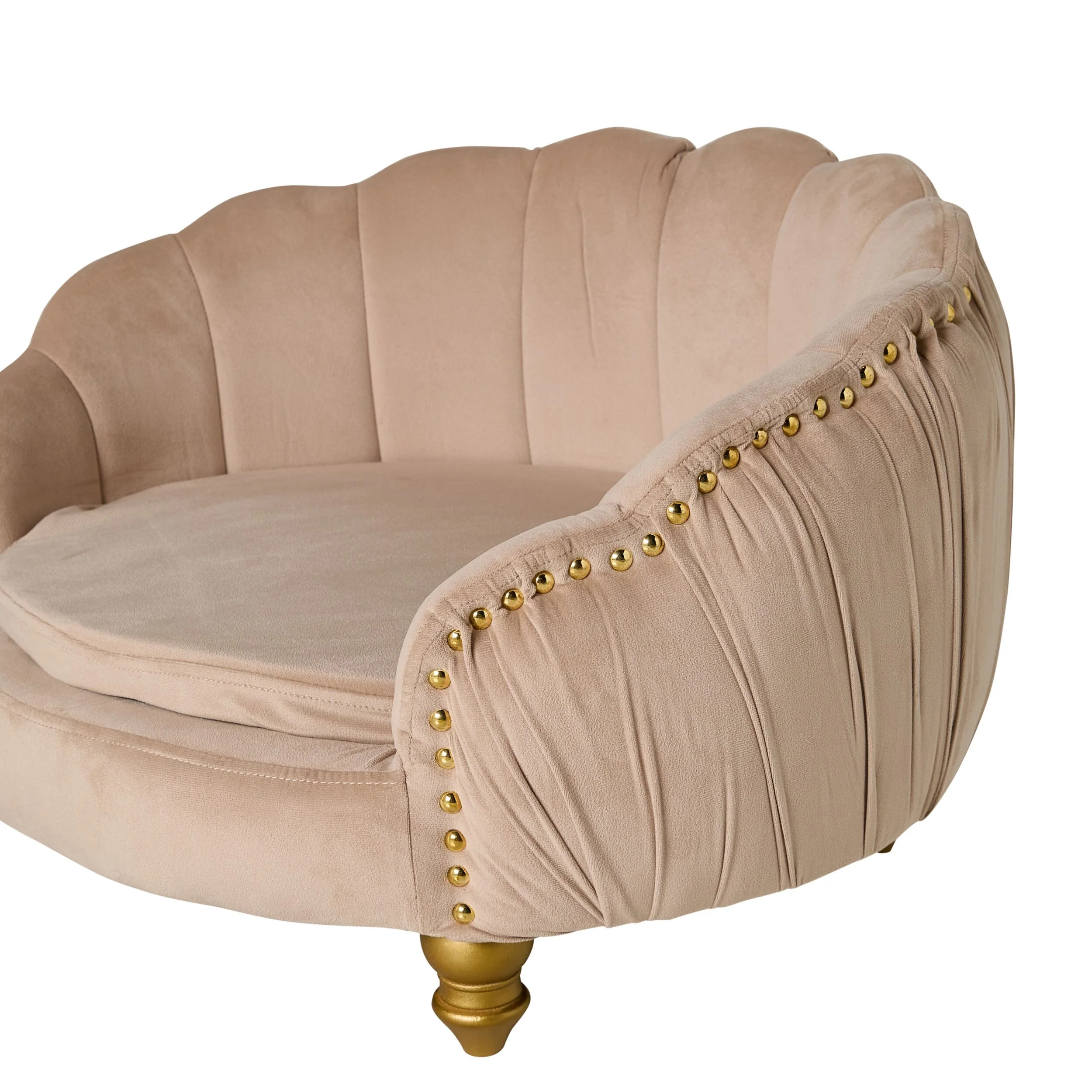 Antoinette Rouched Velvet Pet Bed Champagne - Image 6