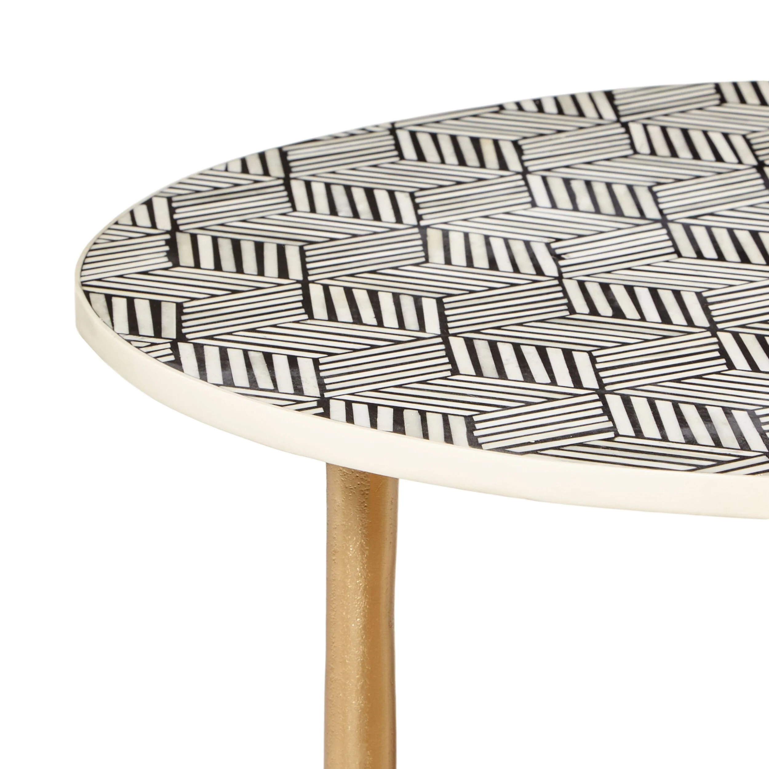 Aria Bone Inlay Round Coffee Table Small Black and White - Image 2