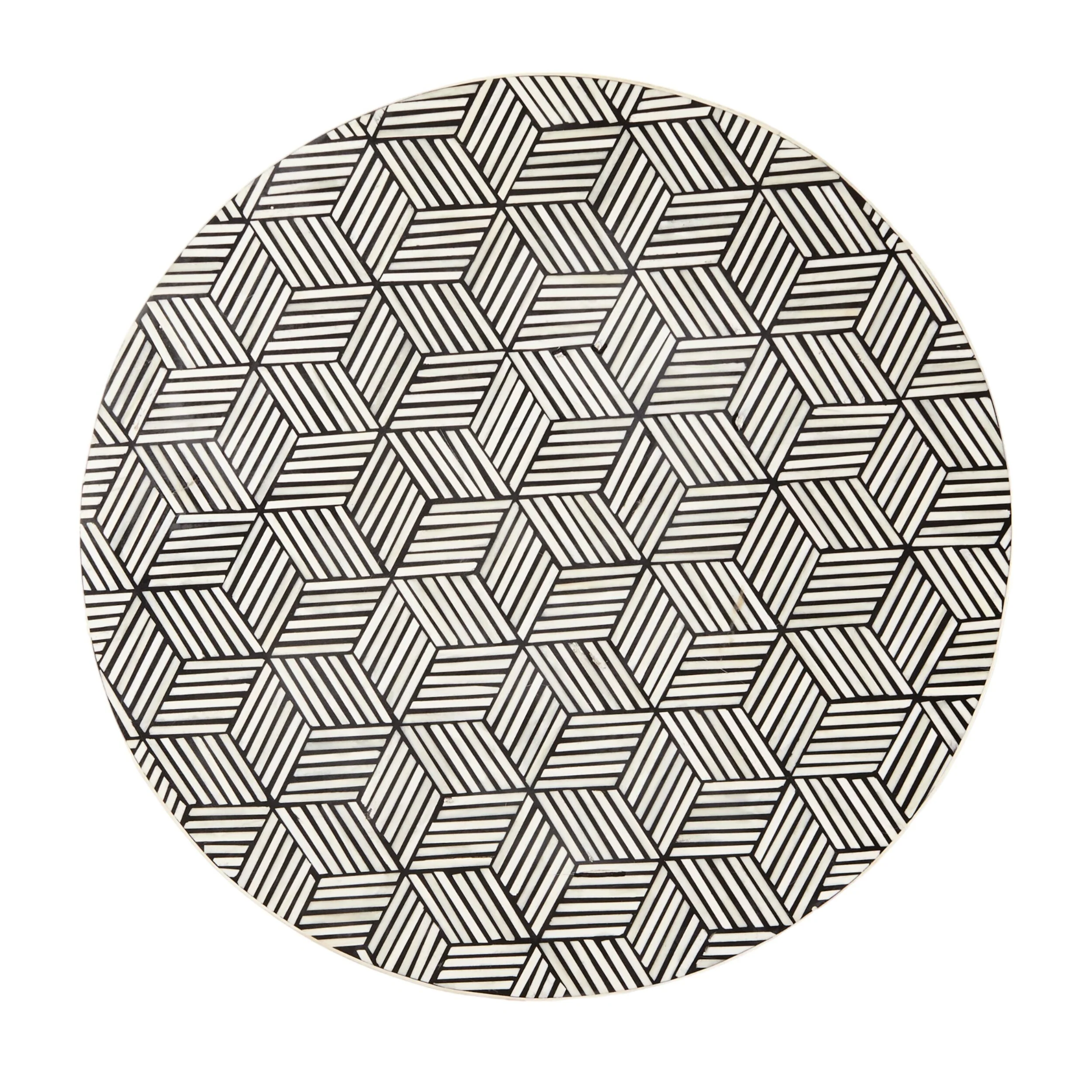 Aria Bone Inlay Round Coffee Table Small Black and White - Image 3