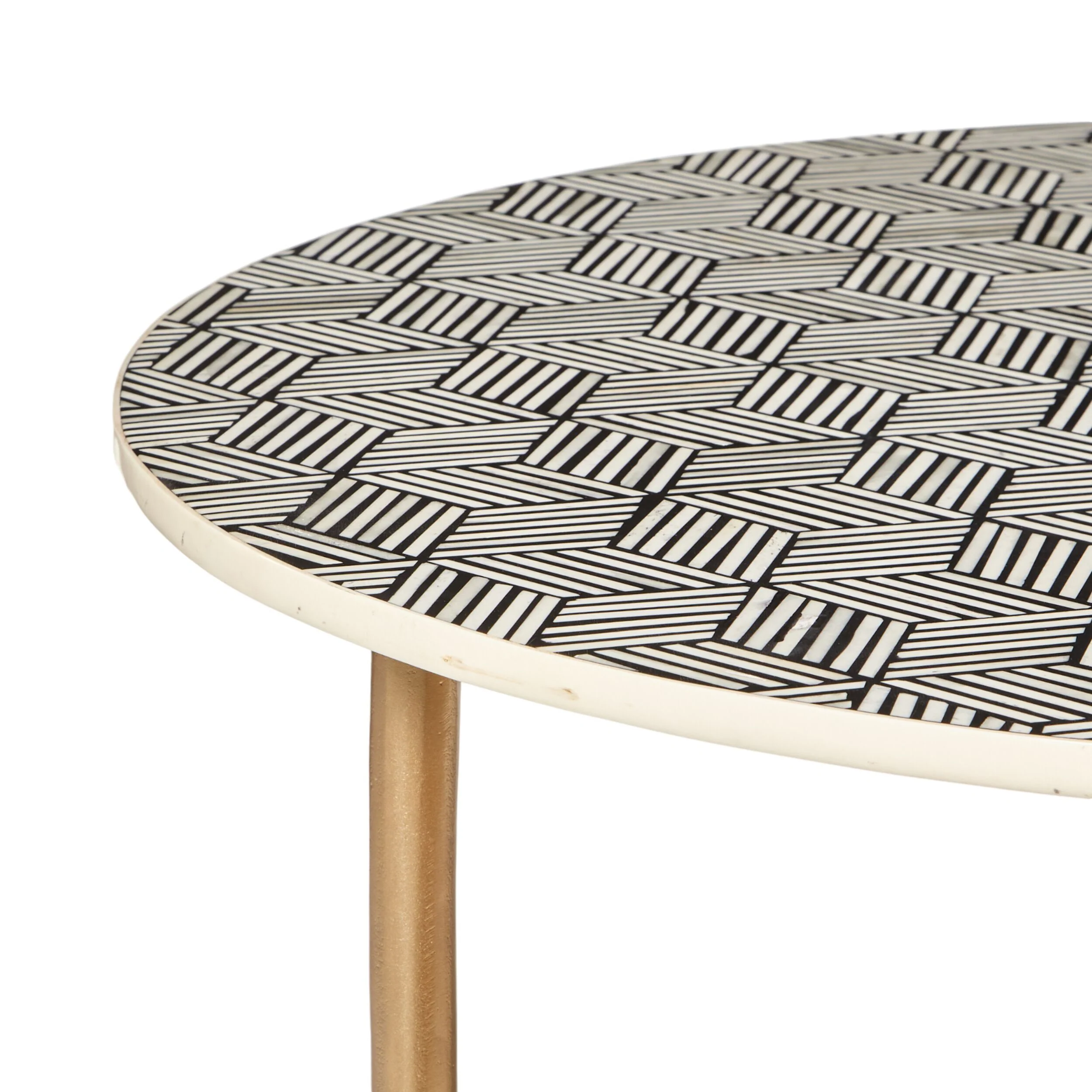 Aria Bone Inlay Round Coffee Table Large Black and White - Image 2