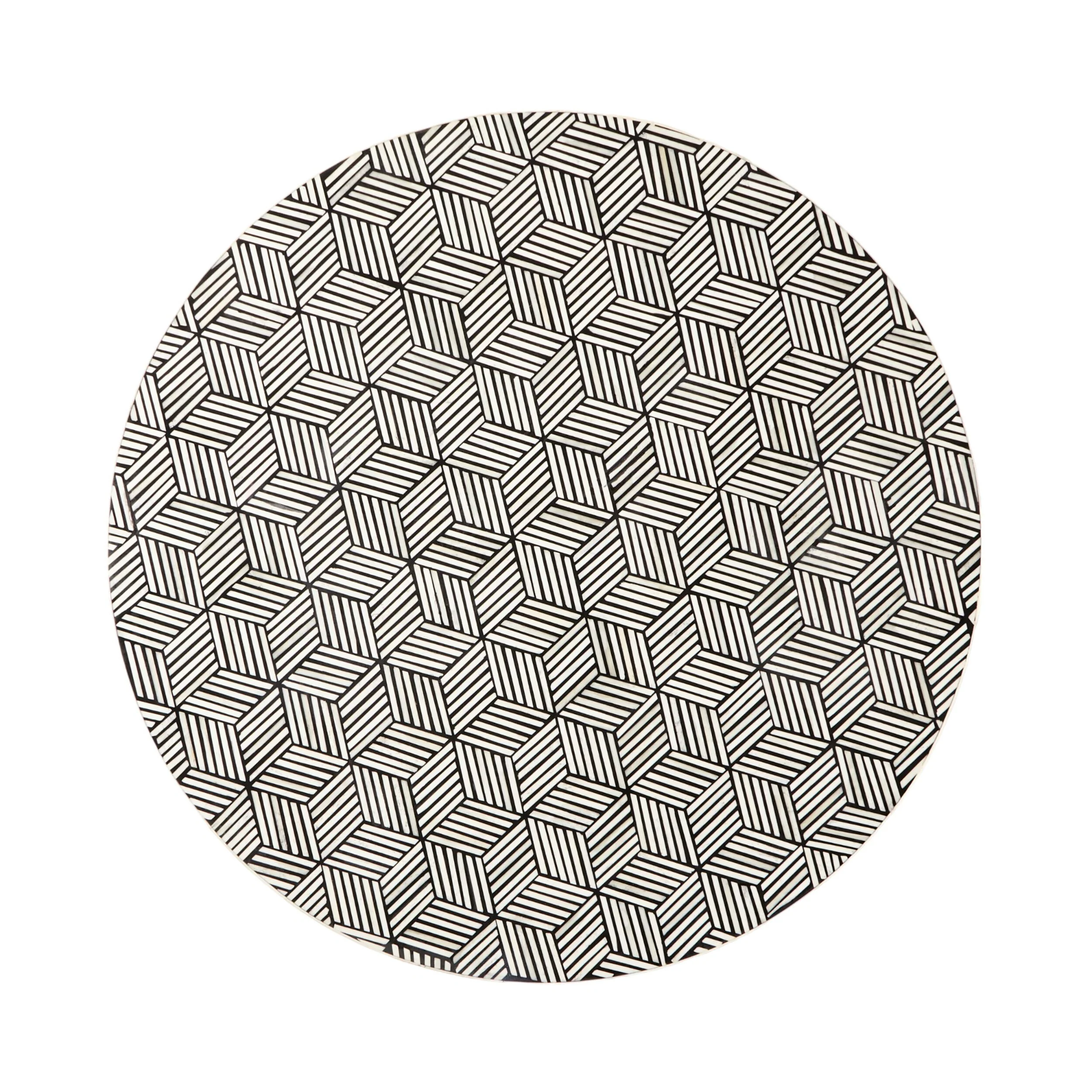 Aria Bone Inlay Round Coffee Table Large Black and White - Image 3