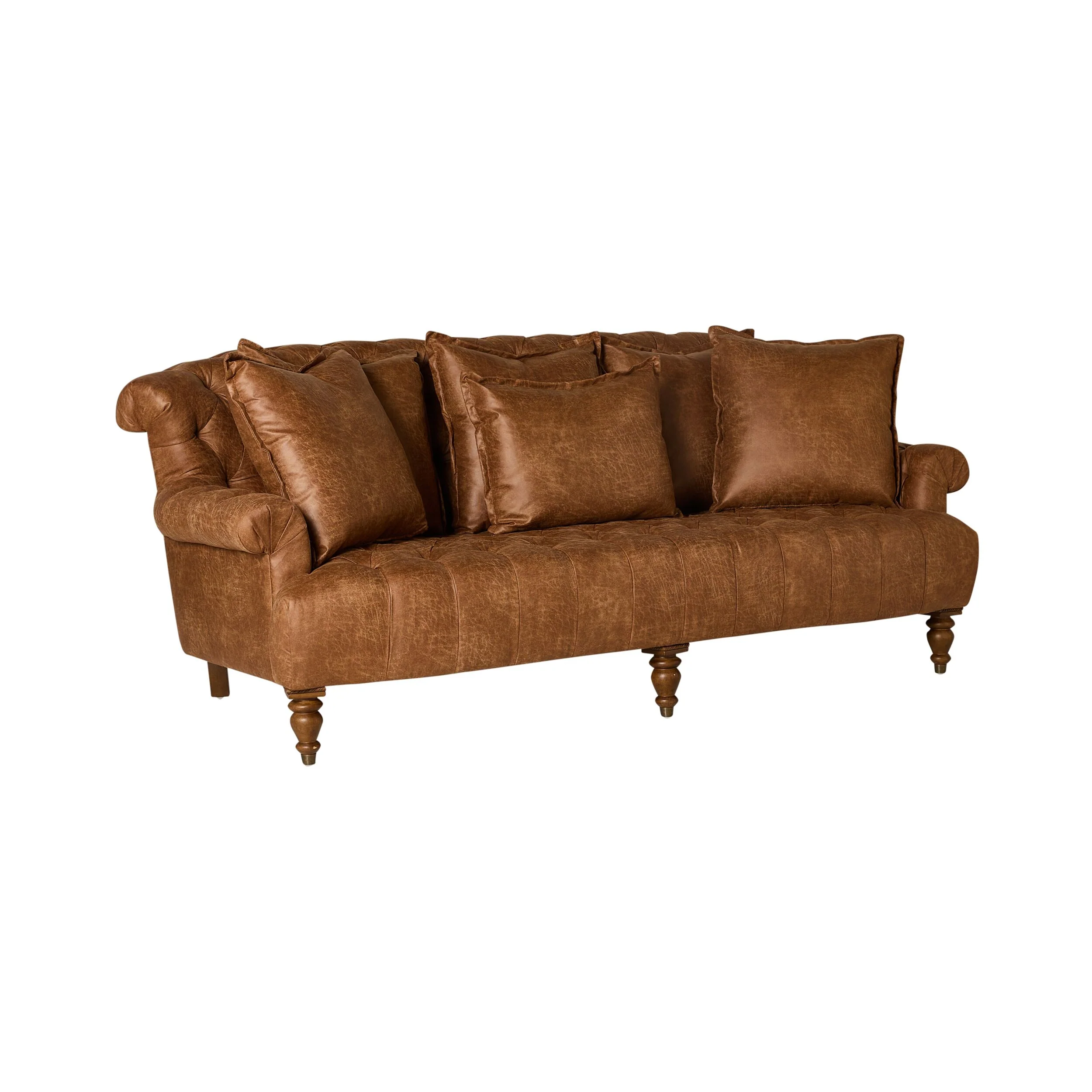 Ariane 3 Seater Faux Leather Sofa Pellini Tan - Image 2