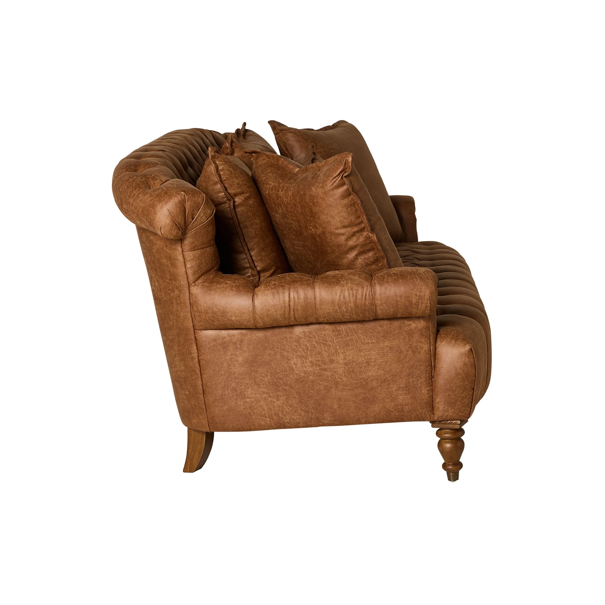 Ariane 3 Seater Faux Leather Sofa Pellini Tan - Image 3