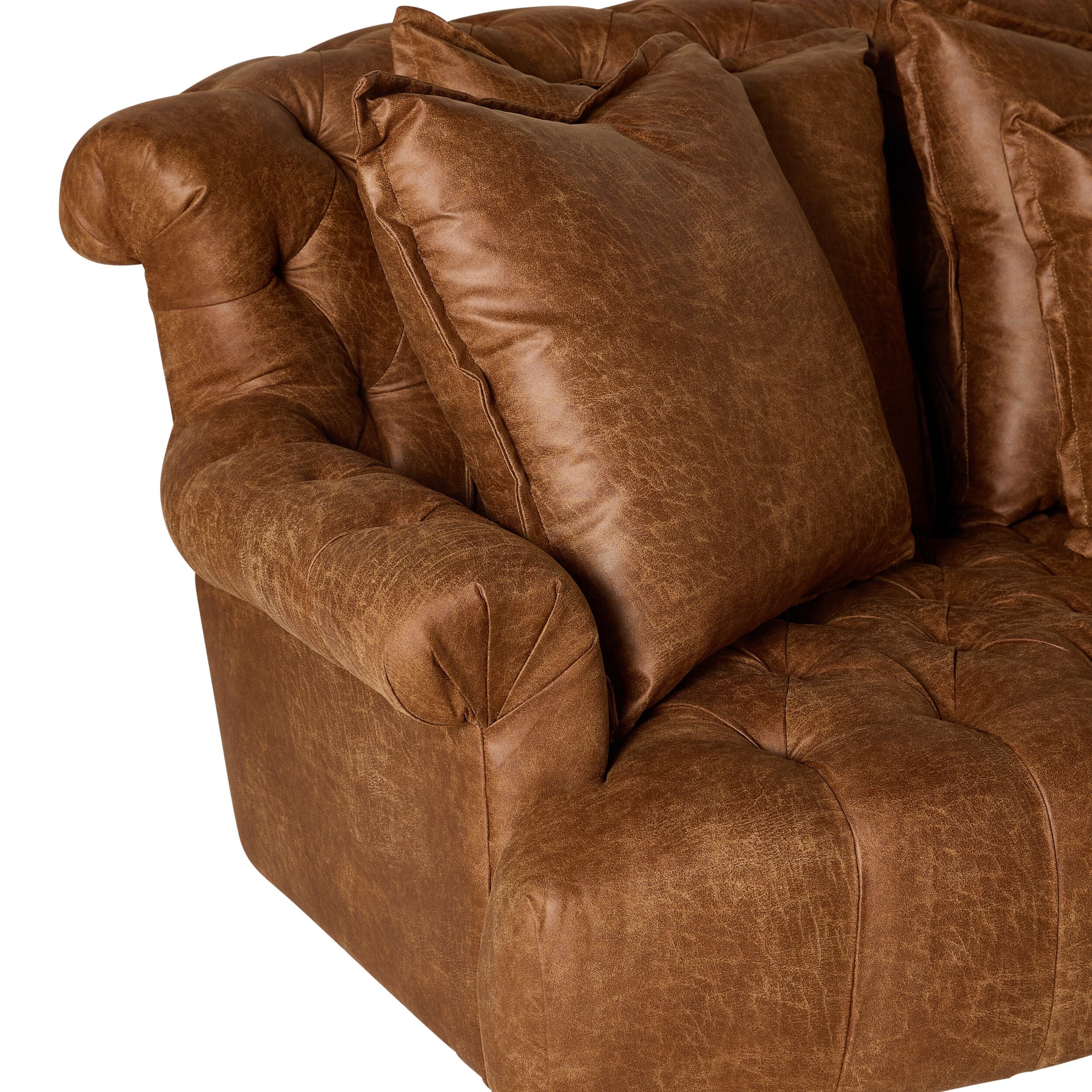 Ariane 3 Seater Faux Leather Sofa Pellini Tan - Image 5