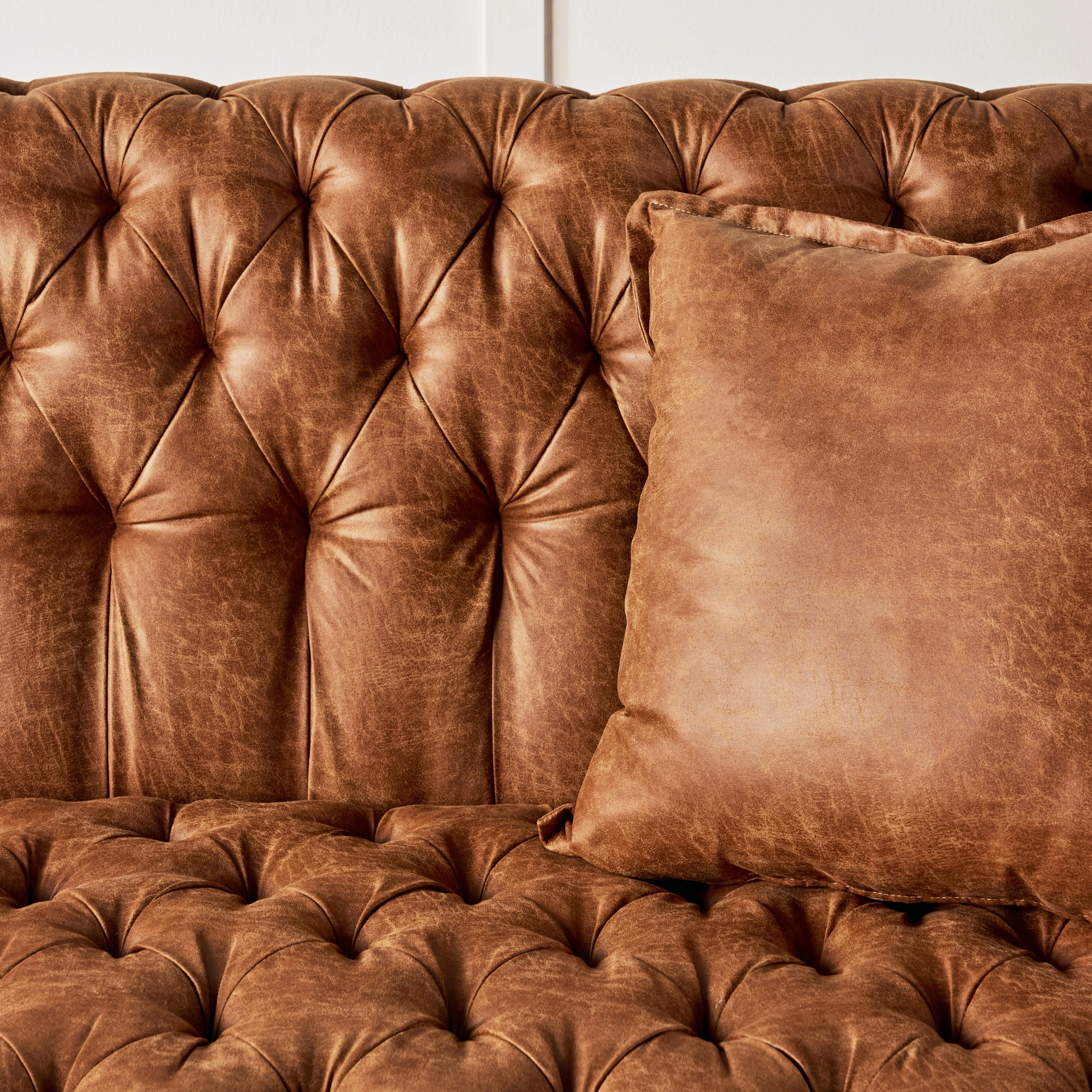 Ariane 3 Seater Faux Leather Sofa Pellini Tan - Image 9