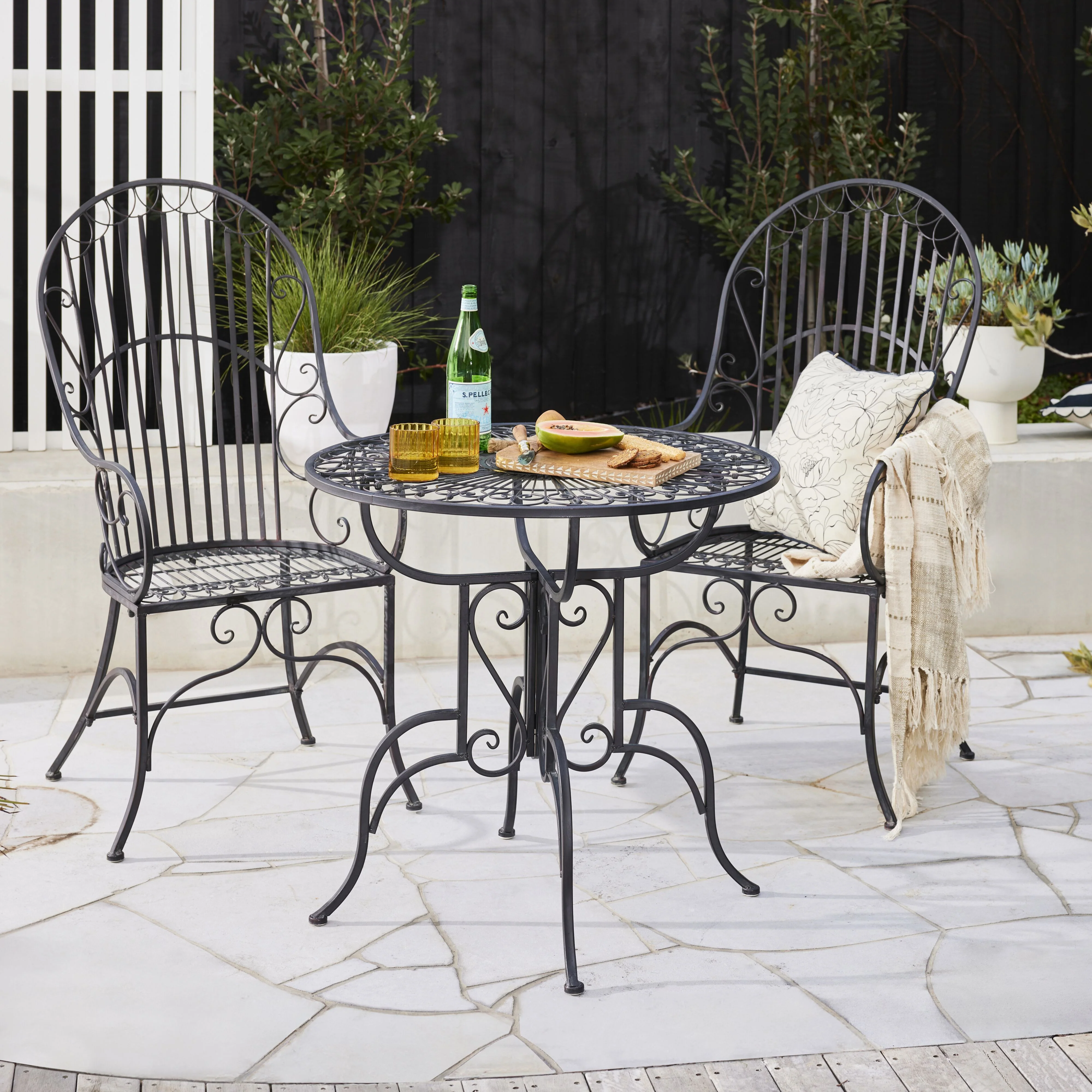 Arles Garden Table Black with 2 Arles Garden Chair Black Package - Image 5