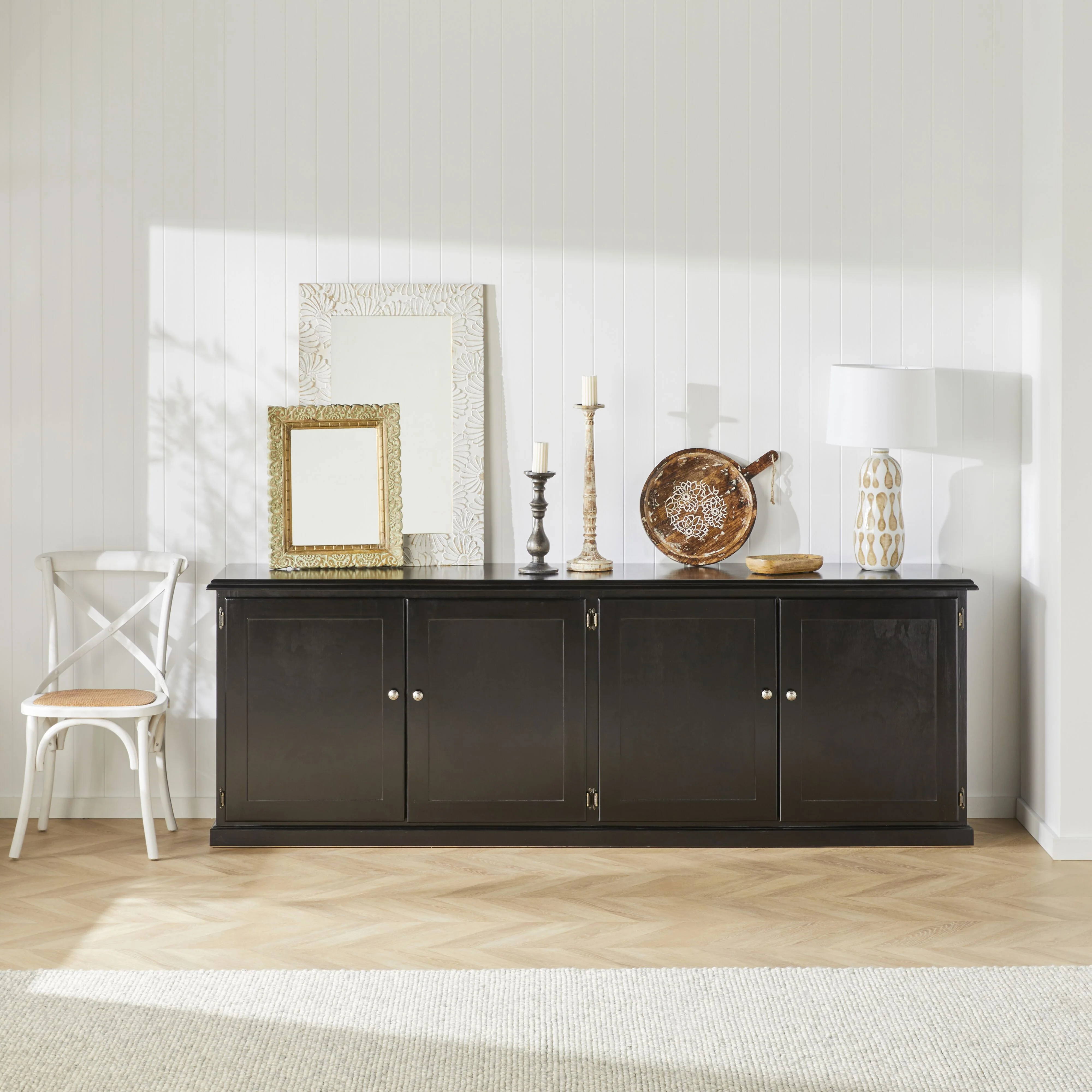 Armand 4 Door Book Cabinet 240 x 83cm Black - Image 8