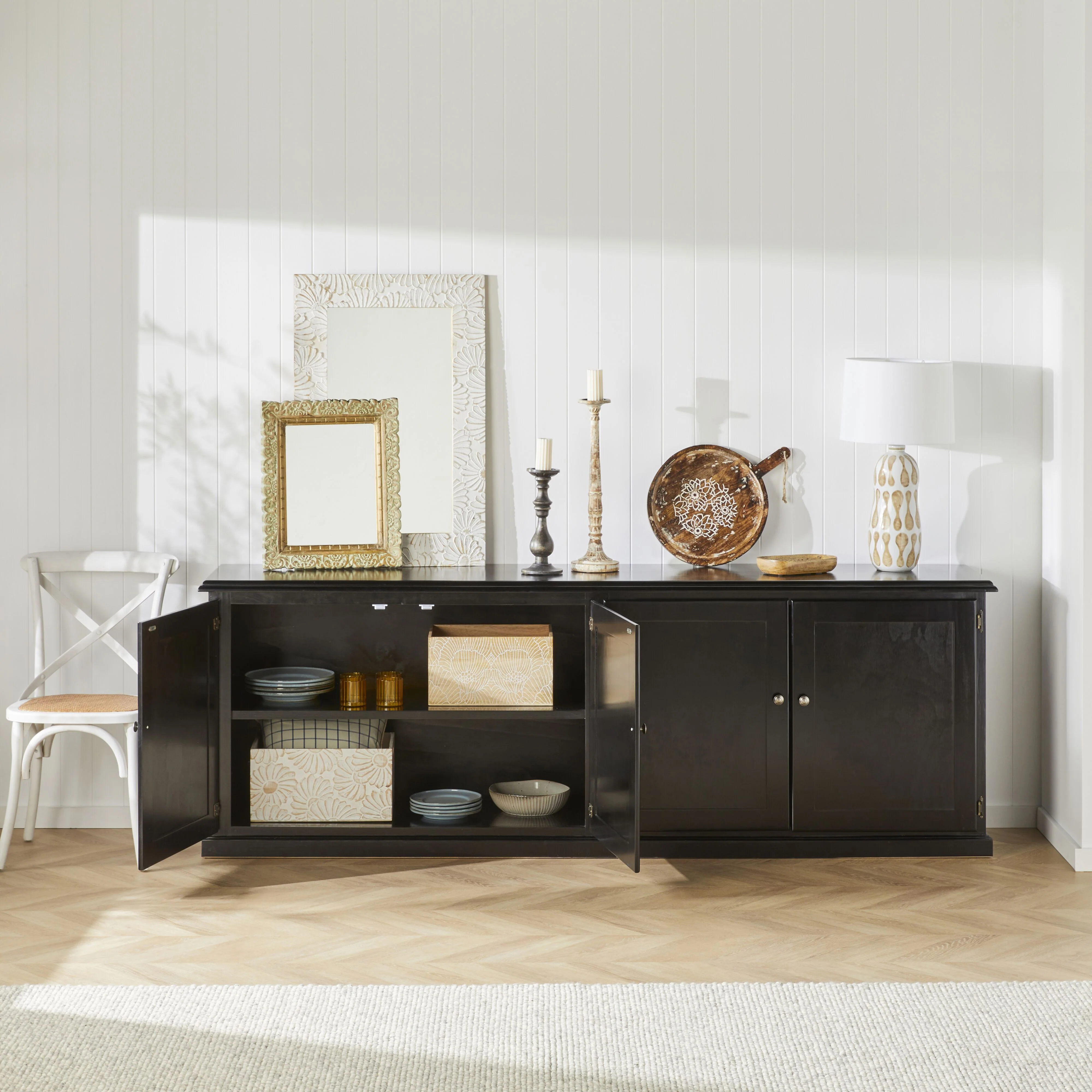 Armand 4 Door Book Cabinet 240 x 83cm Black - Image 9