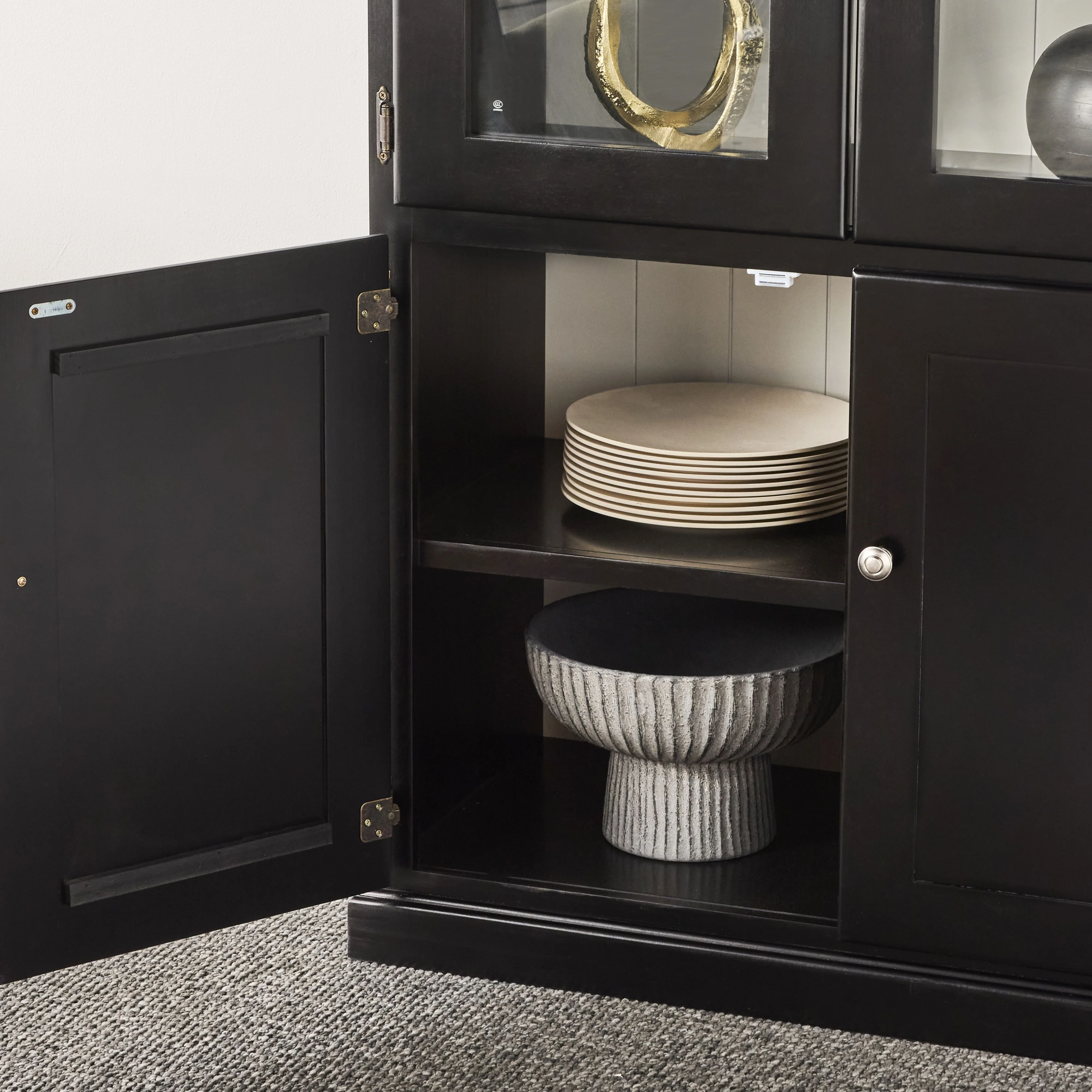 Armand 4 Door Display Cabinet 94.6 x 206cm Black - Image 11