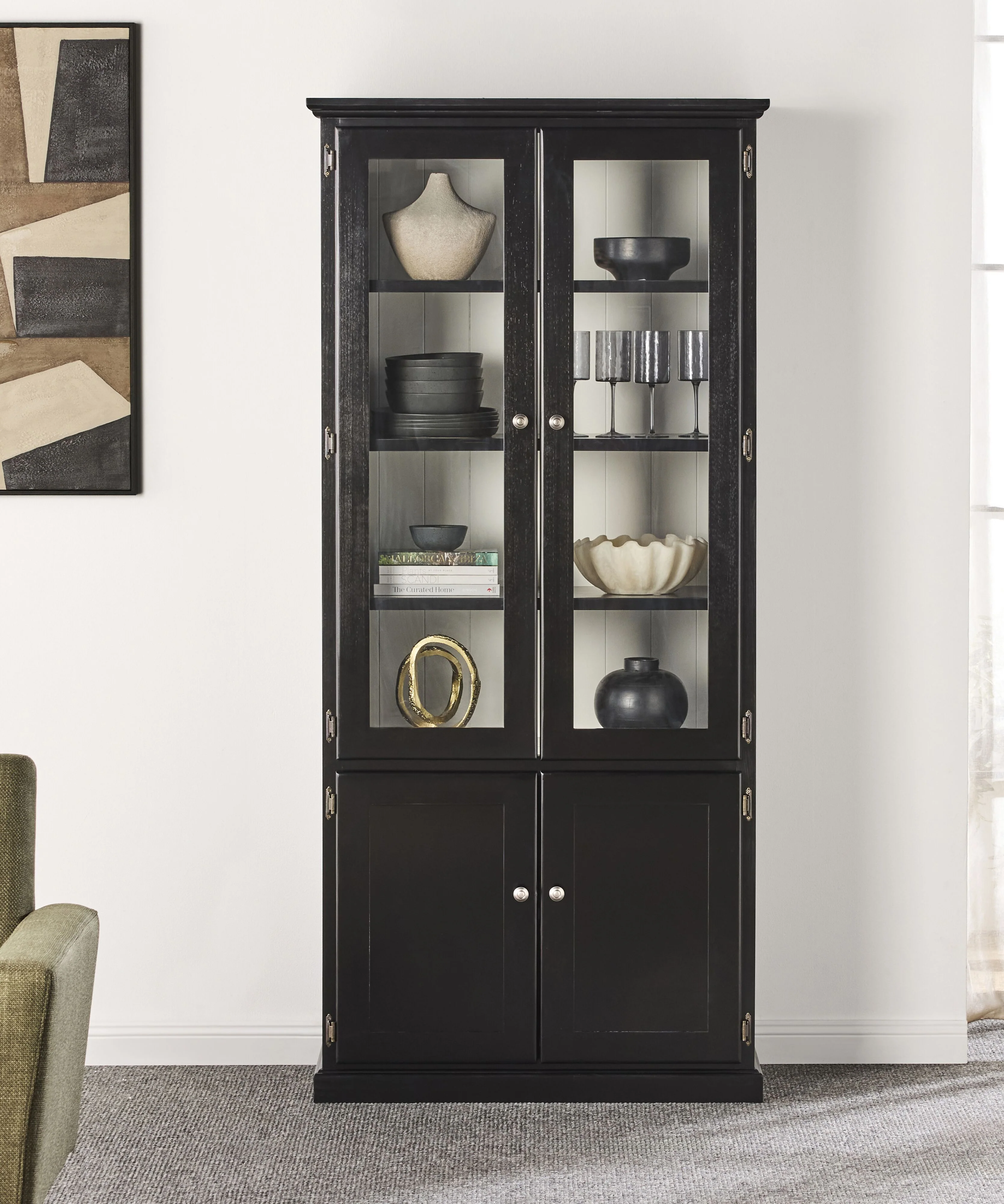 Armand 4 Door Display Cabinet 94.6 x 206cm Black - Image 7