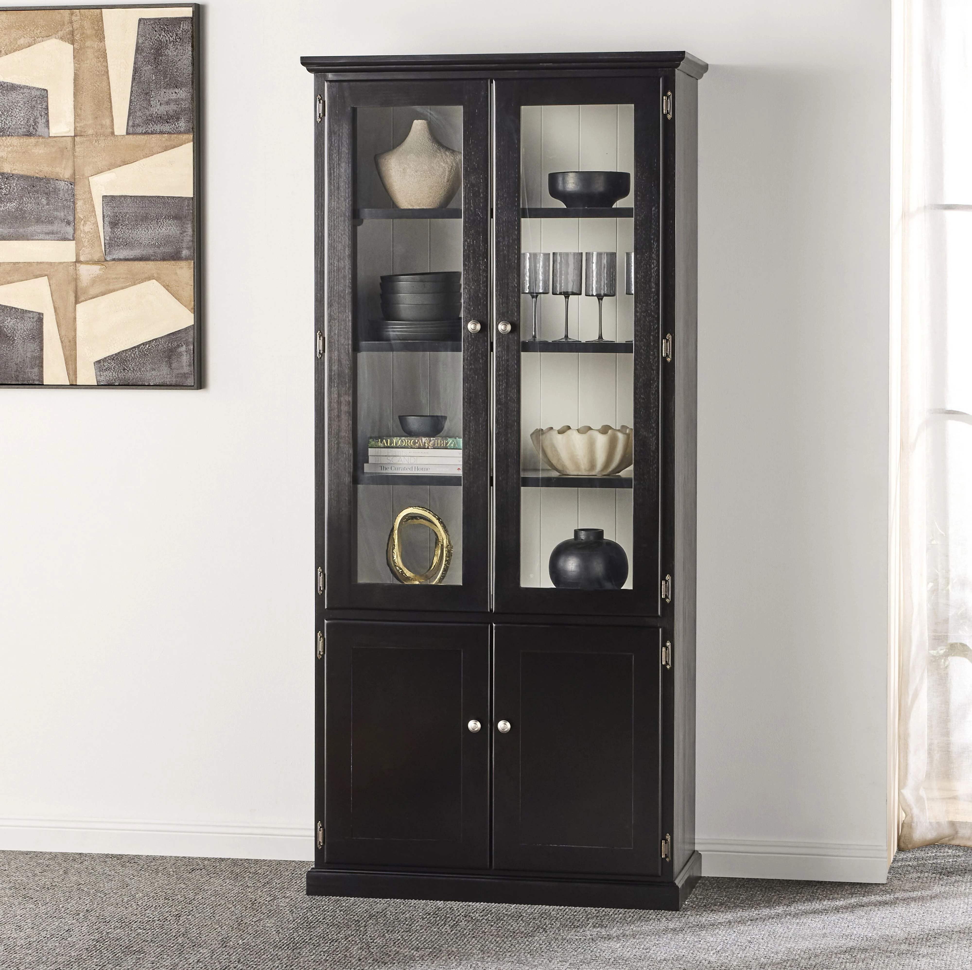 Armand 4 Door Display Cabinet 94.6 x 206cm Black - Image 8