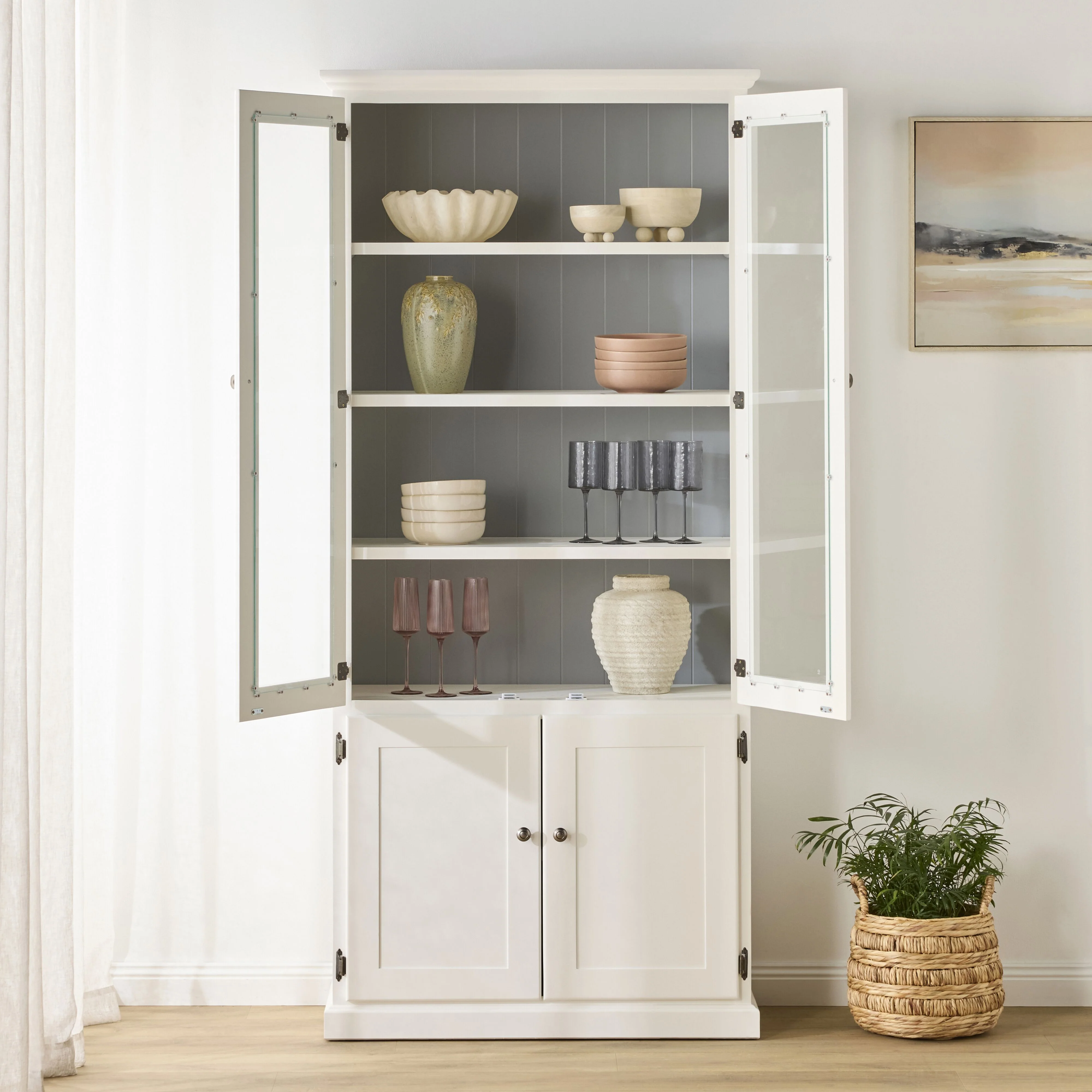 Armand 4 Door Display Cabinet 94.6 x 206cm White - Image 11